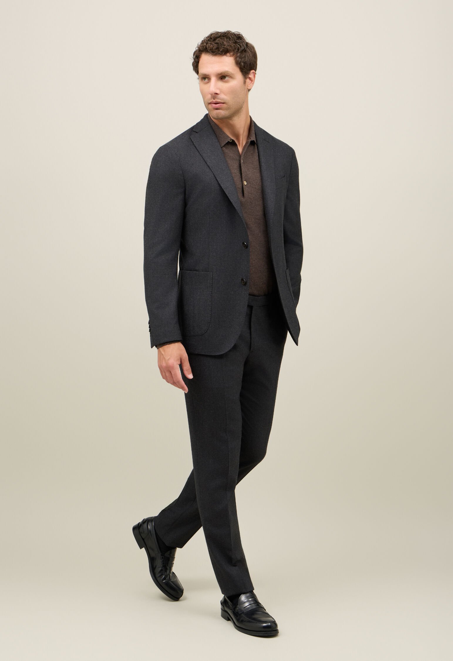 Virgin wool K-Jacket suit in Dark grey: Luxury Italian Suits