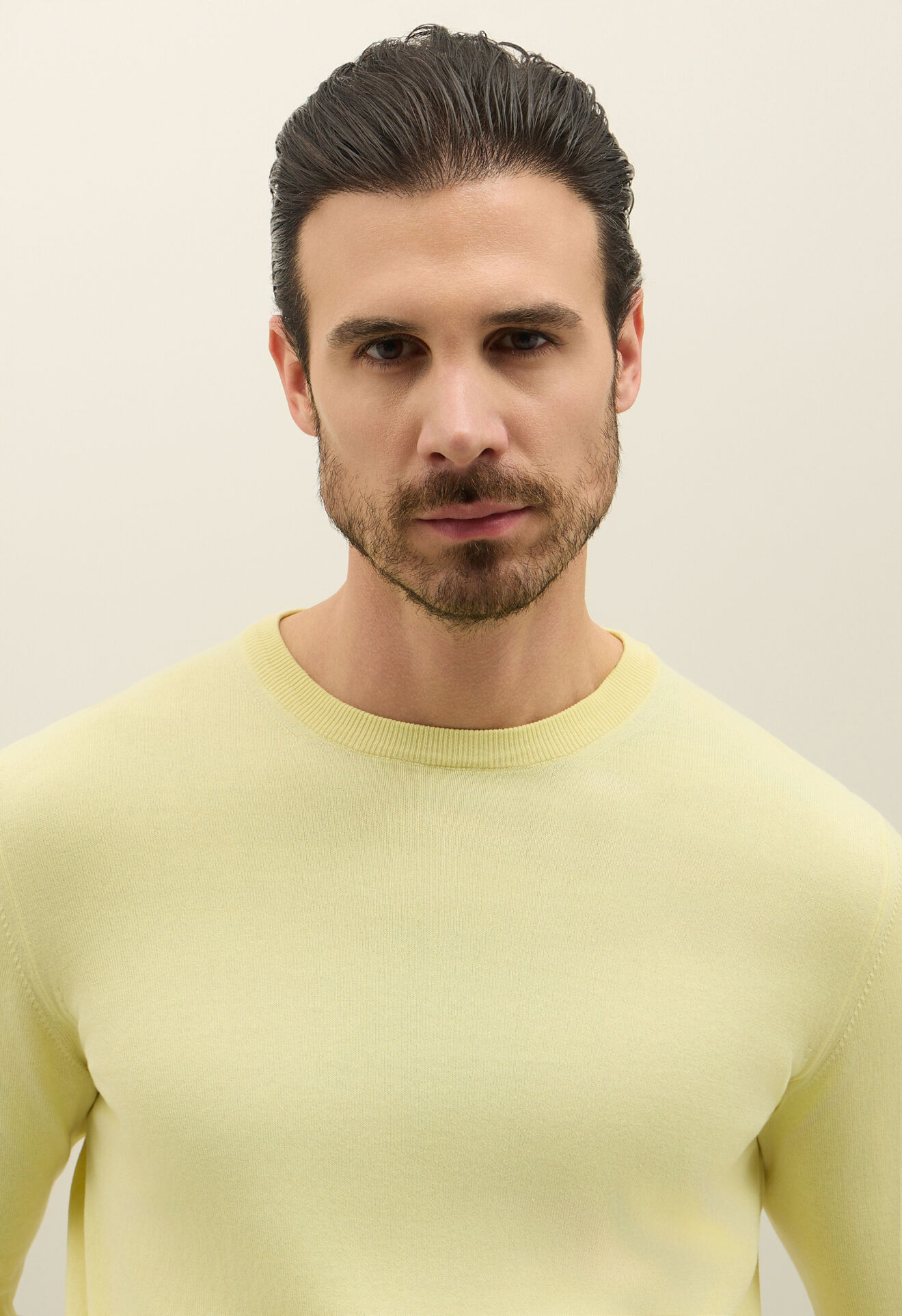 Boglioli Garment Dyed Cotton Crewneck Pastel Yellow 91391TSA0803001080354