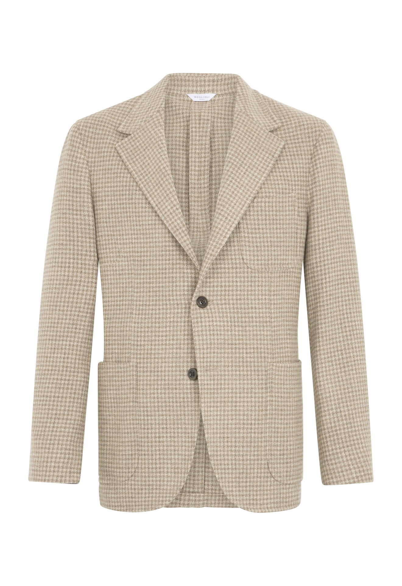 Boglioli Houndstooth Soft Wool blend Windsor Jacket Beige G1402EFB500600109R0260