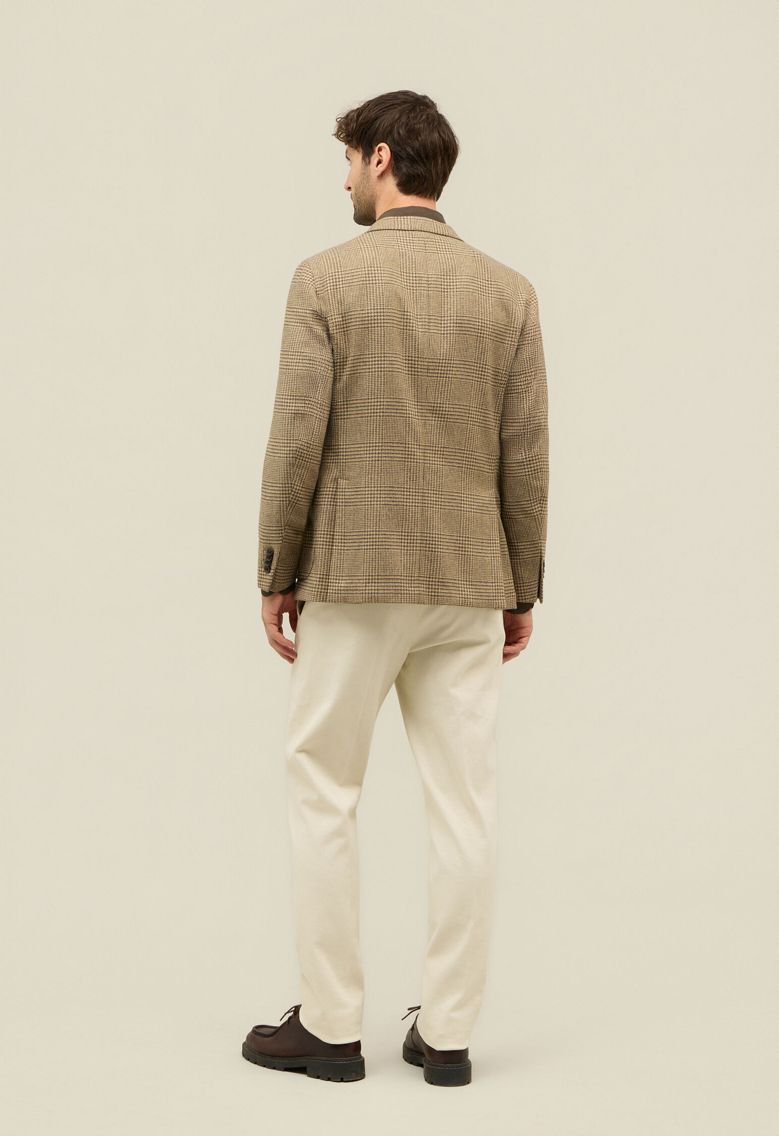 Prince of Wales Wool blend K-Jacket in Beige/Pattern: Luxury