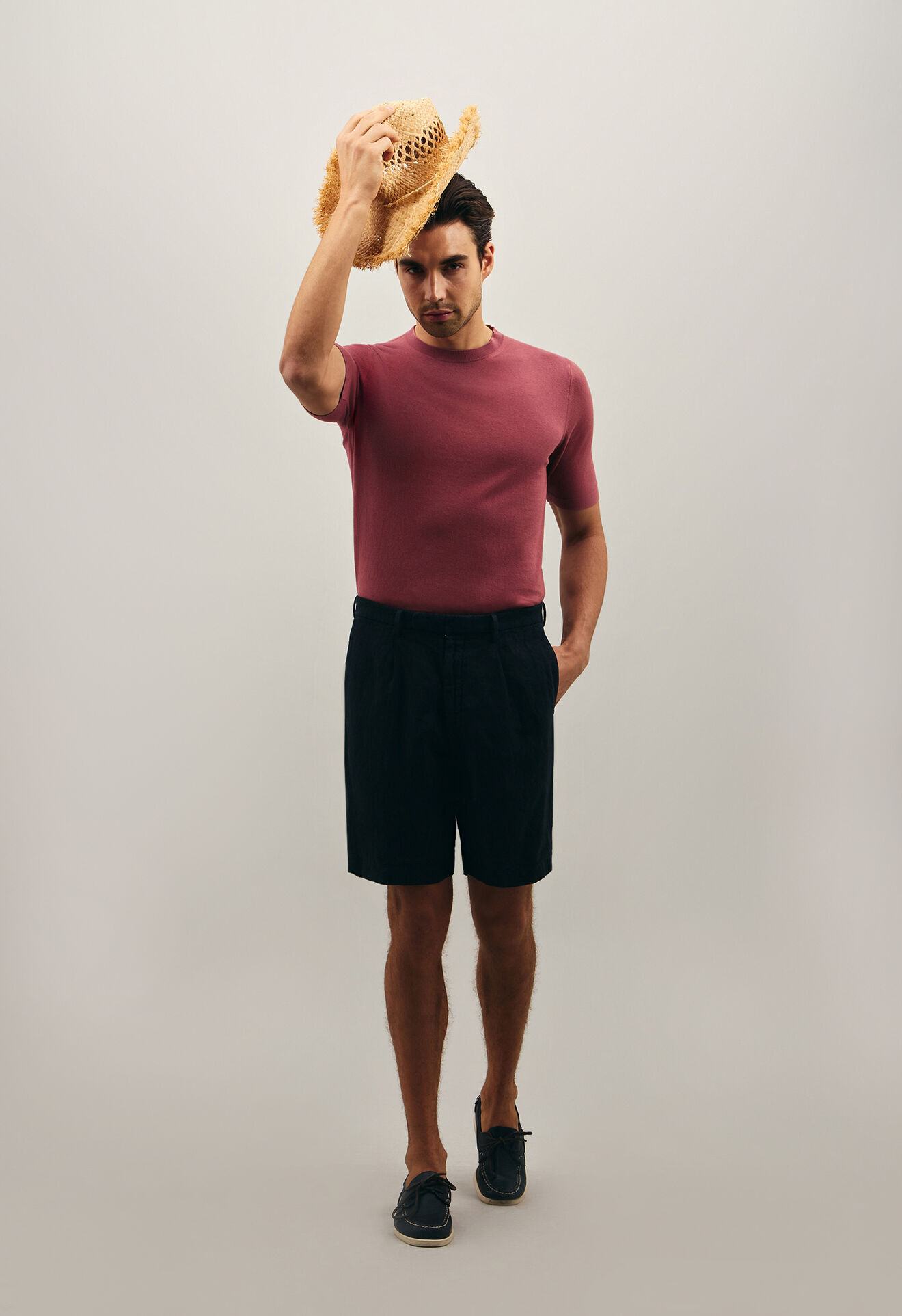 Boglioli Pleated Linen Shorts Blue 80905QSA0426001080793