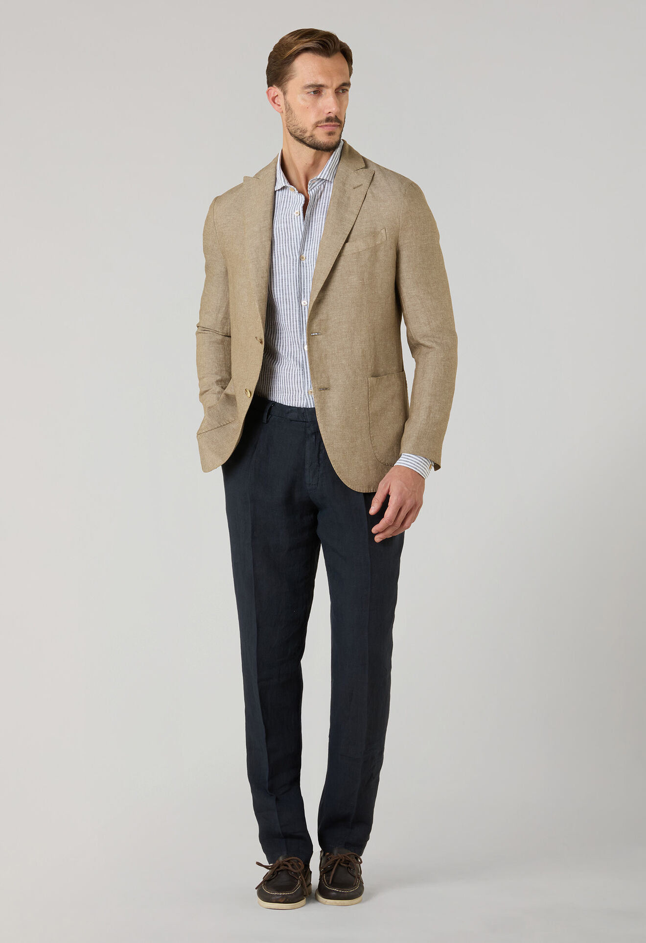 Boglioli Linen Cashmere Silk K-Jacket Light Brown N6302JSB641100150R0465