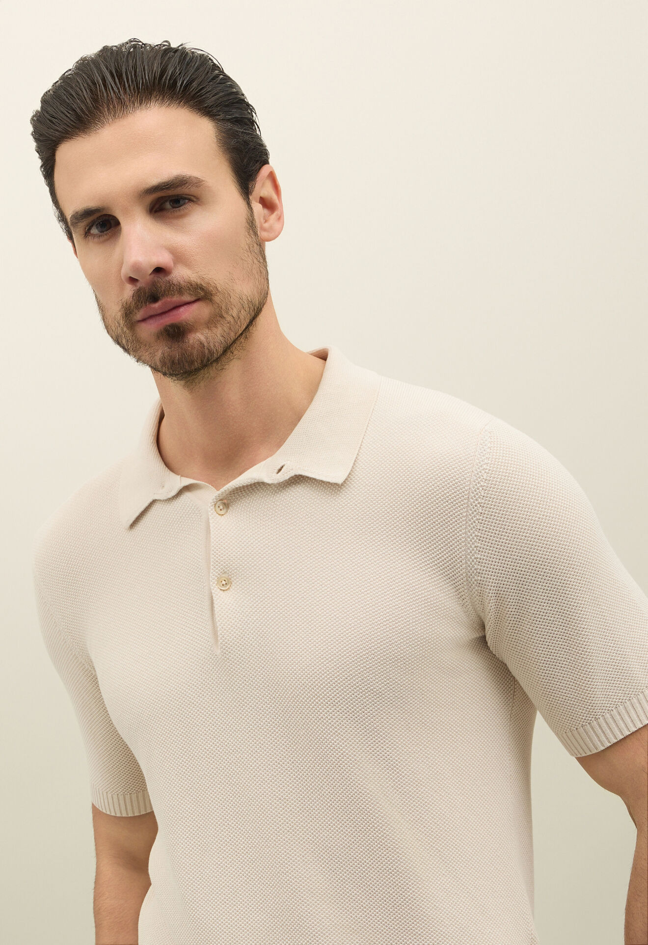 Boglioli Honeycomb Cotton short-sleeve Polo White 91554TSB4801001080215