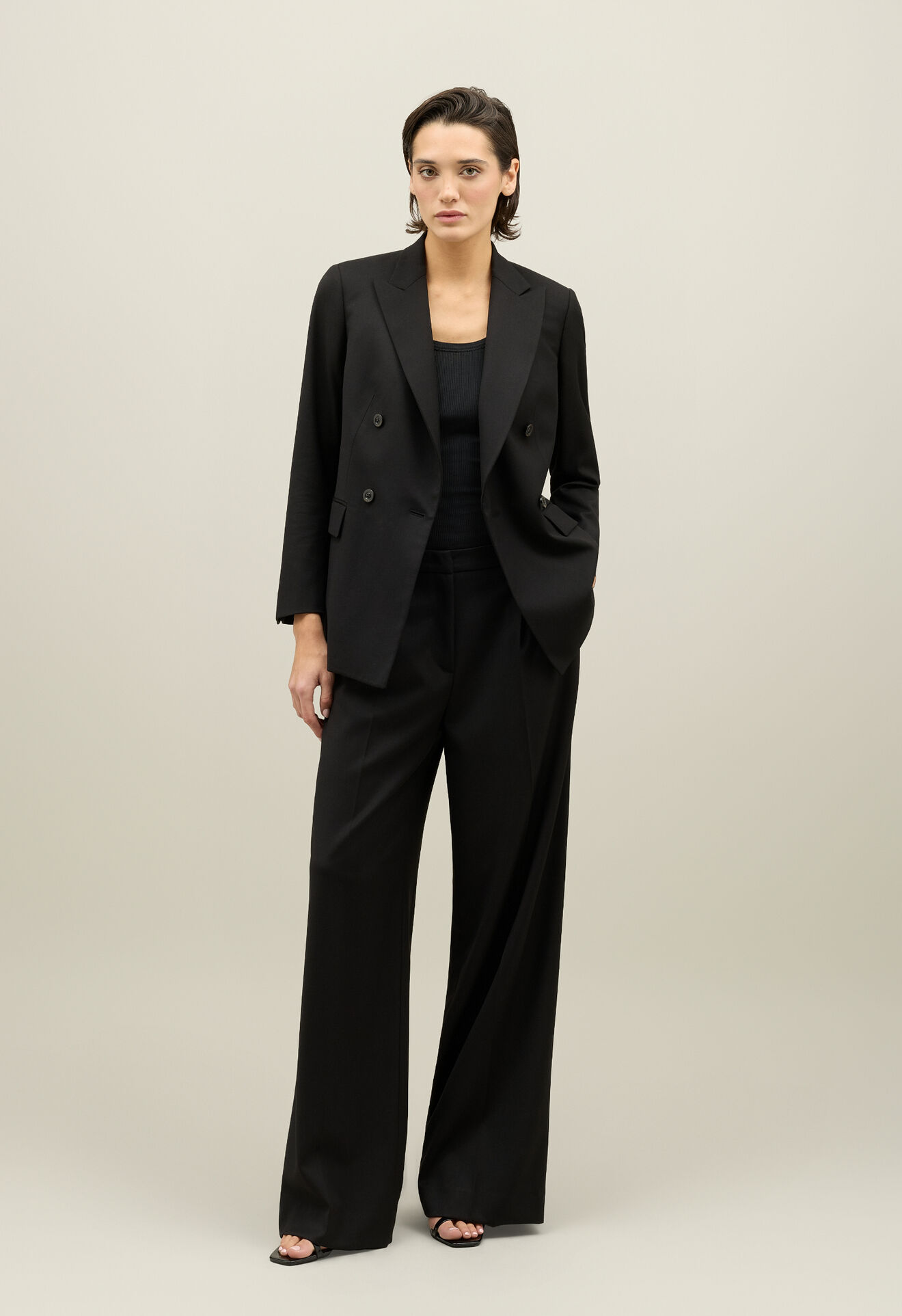 Boglioli Stretch Gabardine Palazzo Trousers Black 88055FB4938002150990
