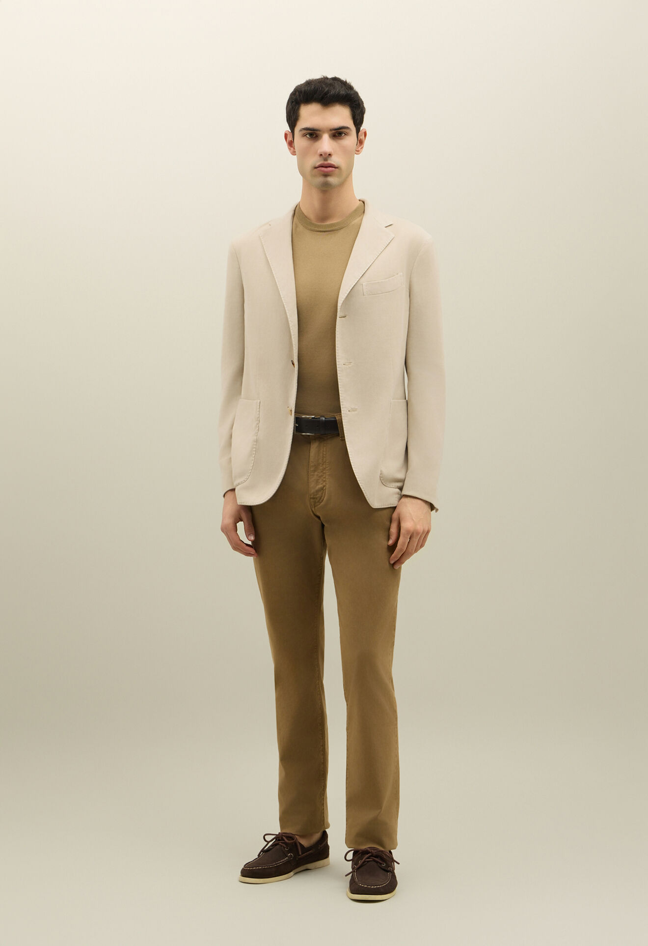 Boglioli St&uuml;ckgef&auml;rbte Five-Pocket-Hose aus Baumwolle und Seide Hellbraun 89889QSB3754001080315