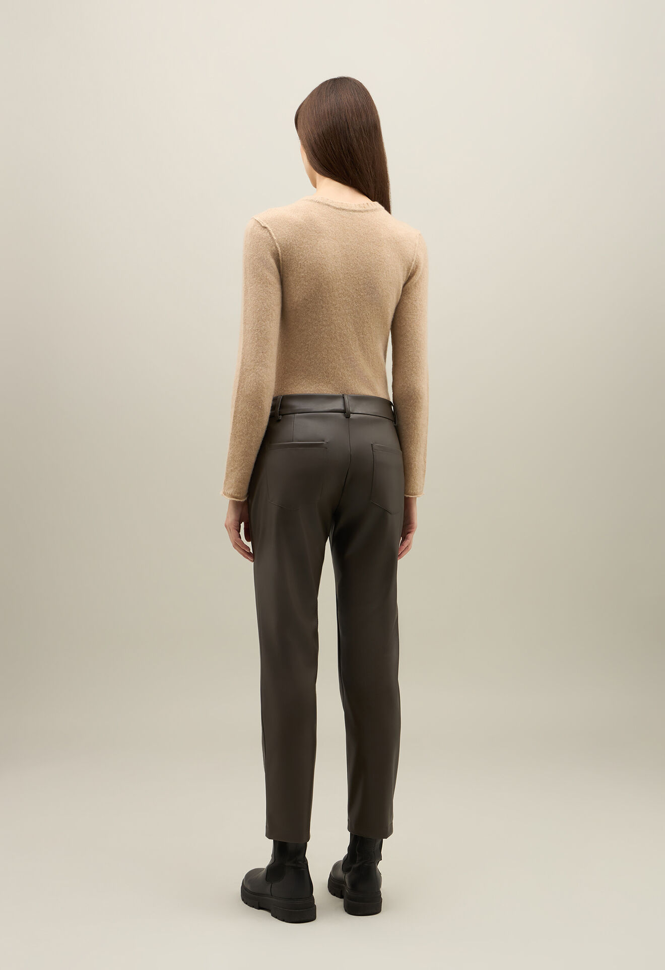 Boglioli Vegan Leather 5-pockets Trousers Dark Green 88054FB4936002150560