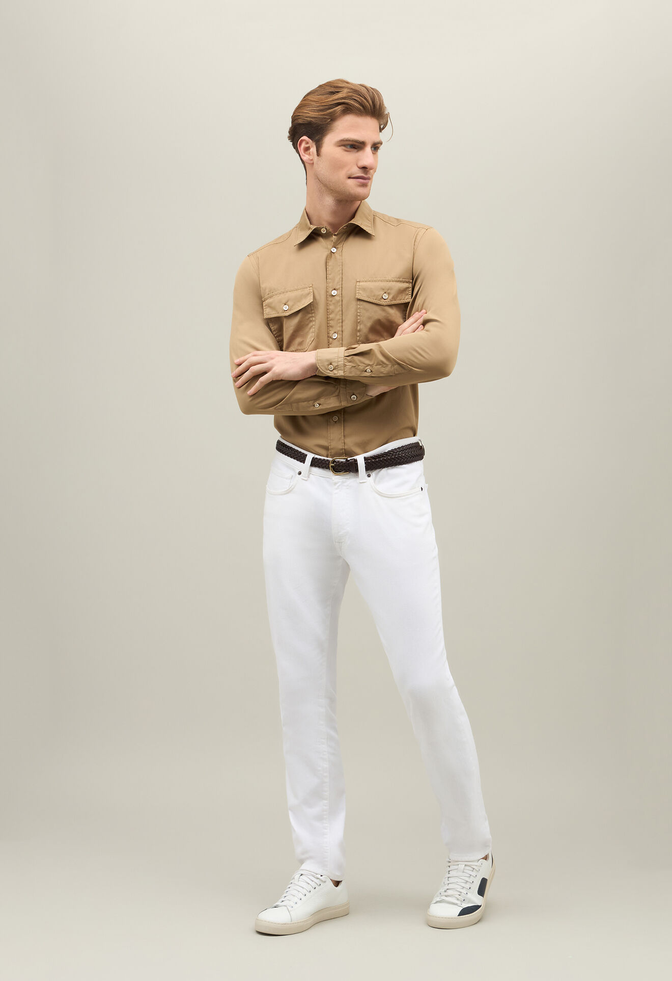 Boglioli Garment-dyed poplin Shirt LightBrown 589TSB4857001080331