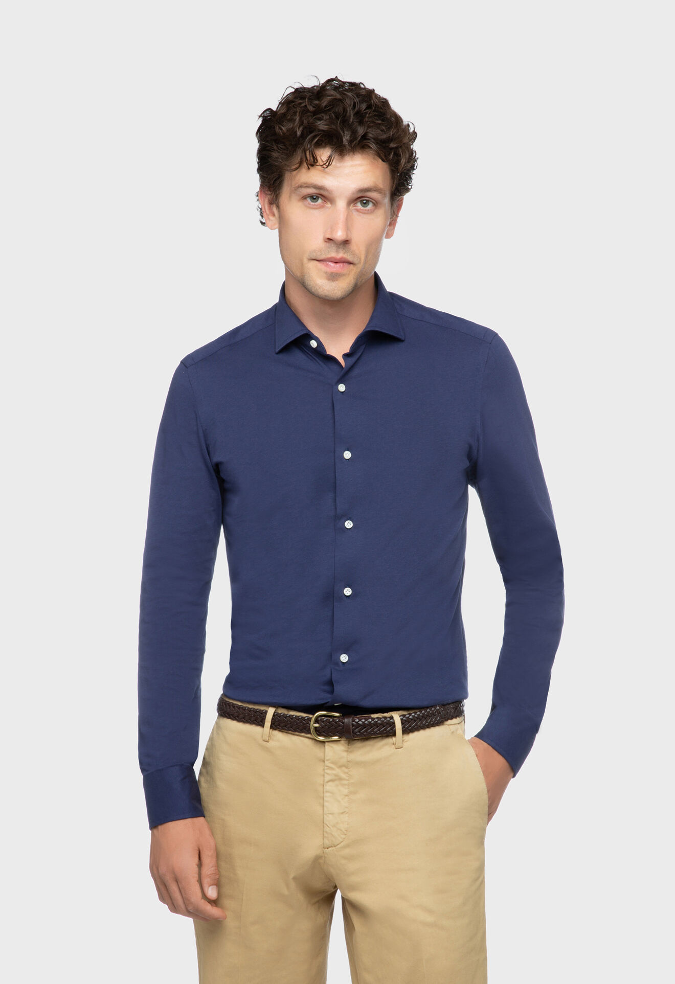 Boglioli Chemise bleue en 100 % jersey de coton Couleur bleue 543BPC872001080770