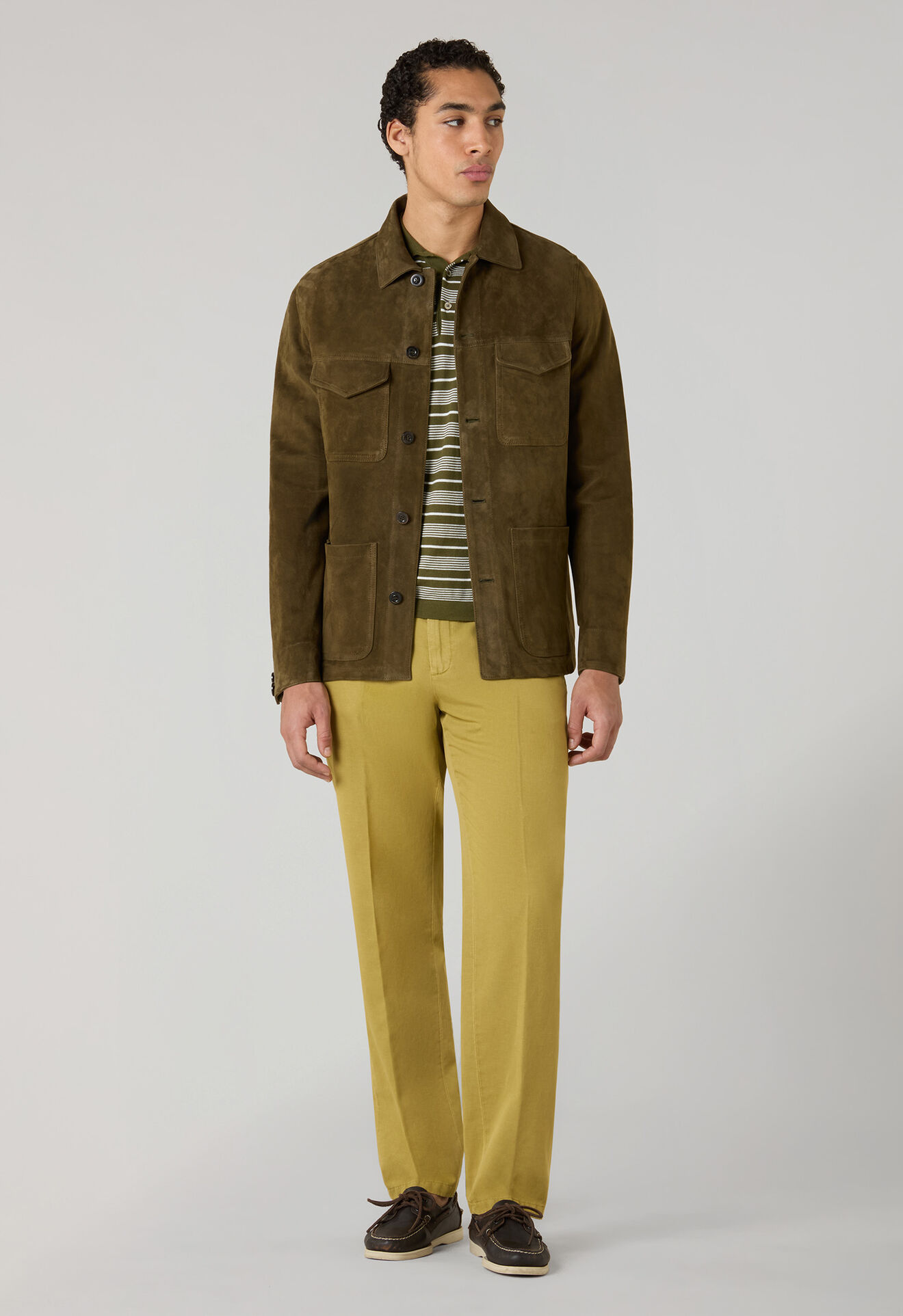 Boglioli Suede Workwear Jacket Dark Khaki OCP509SB5901001800560