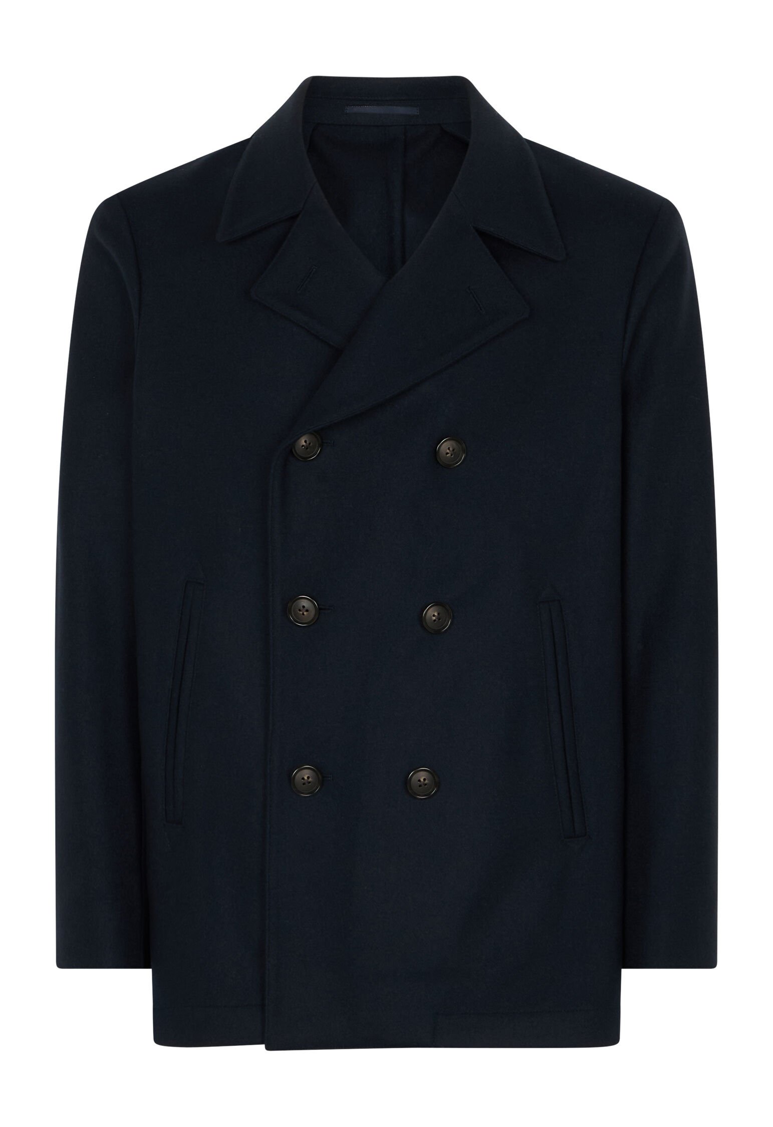 Wool Felt Peacoat in Blue: Luxury Italian Outerwear for Men