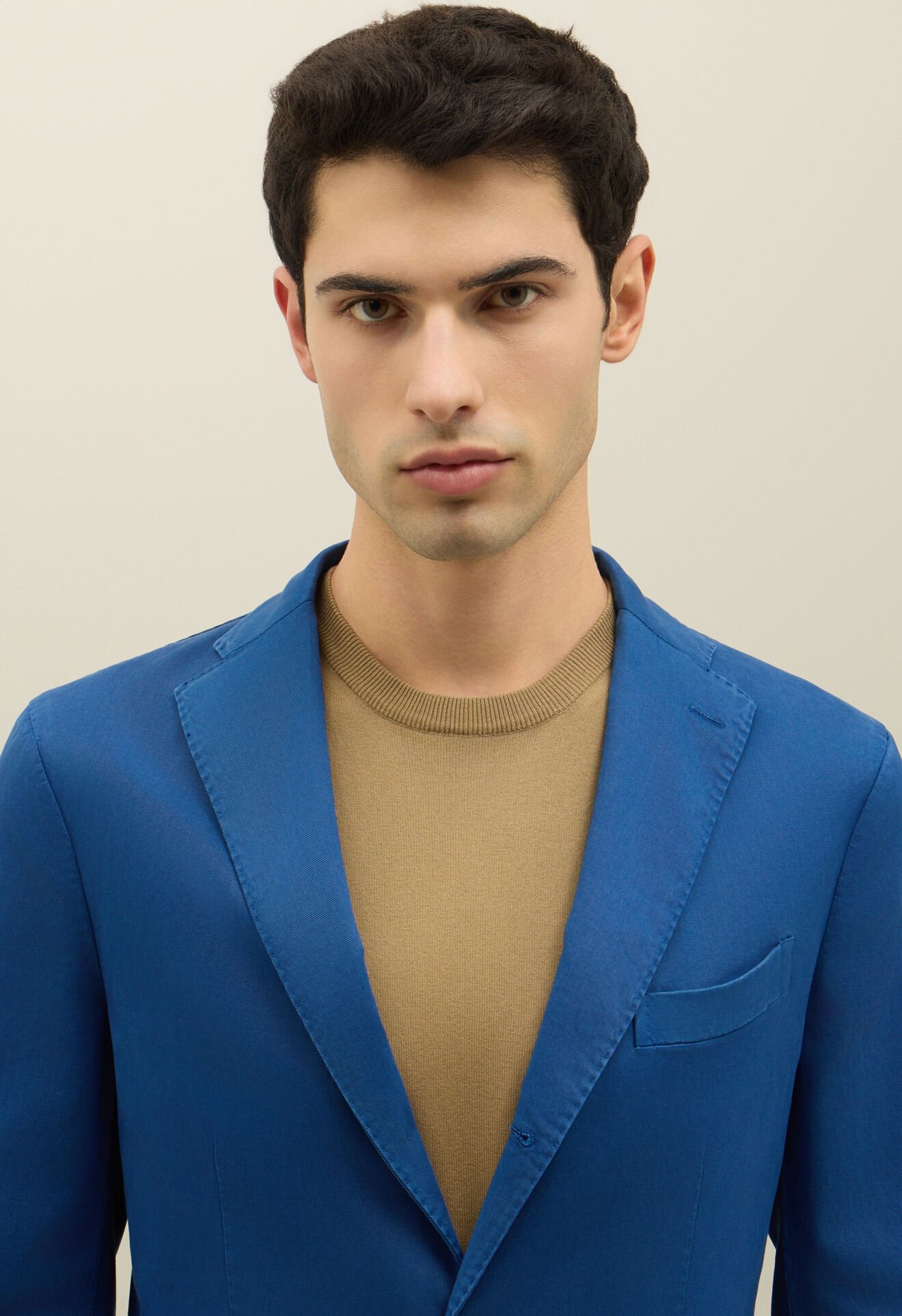 Boglioli St&uuml;ckgef&auml;rbtes K-Jacket aus Baumwolle und Tencel Blau N2902QSB542500150R0772