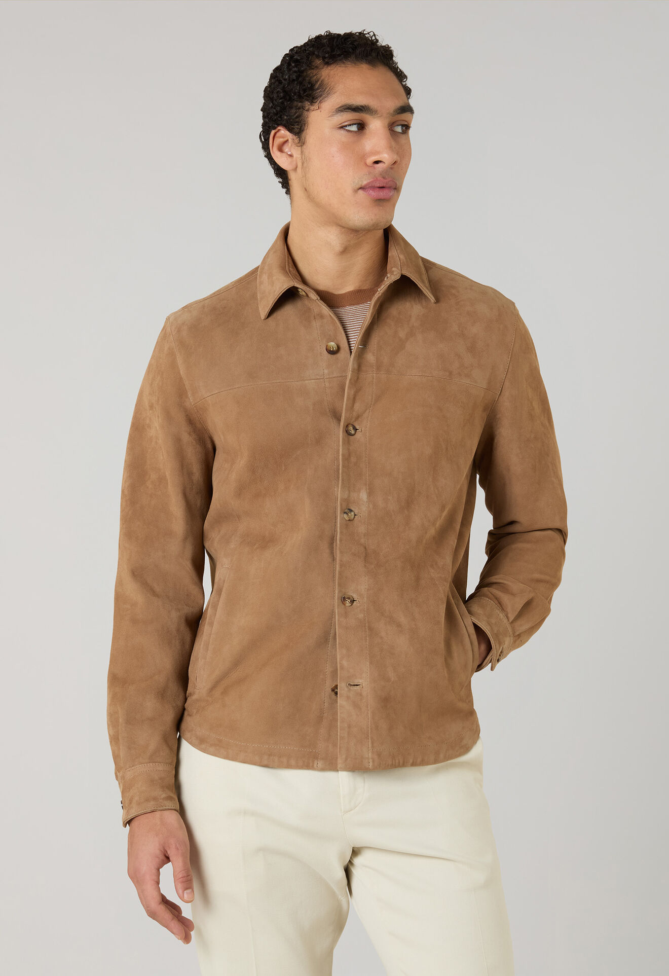 Boglioli Suede Overshirt Camel OCP508SB5901001800340