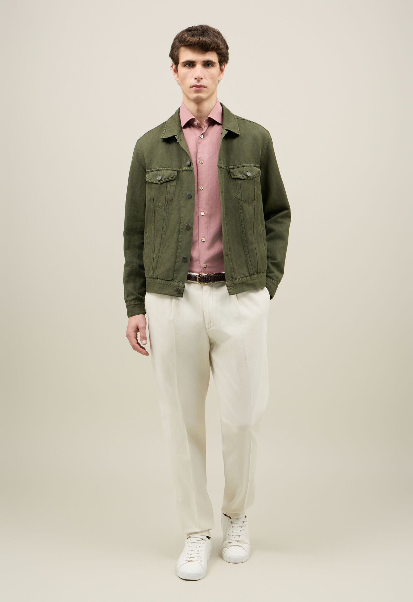 Boglioli Garment Dyed Cotton Biker Jacket White OG232QSA0854001320565