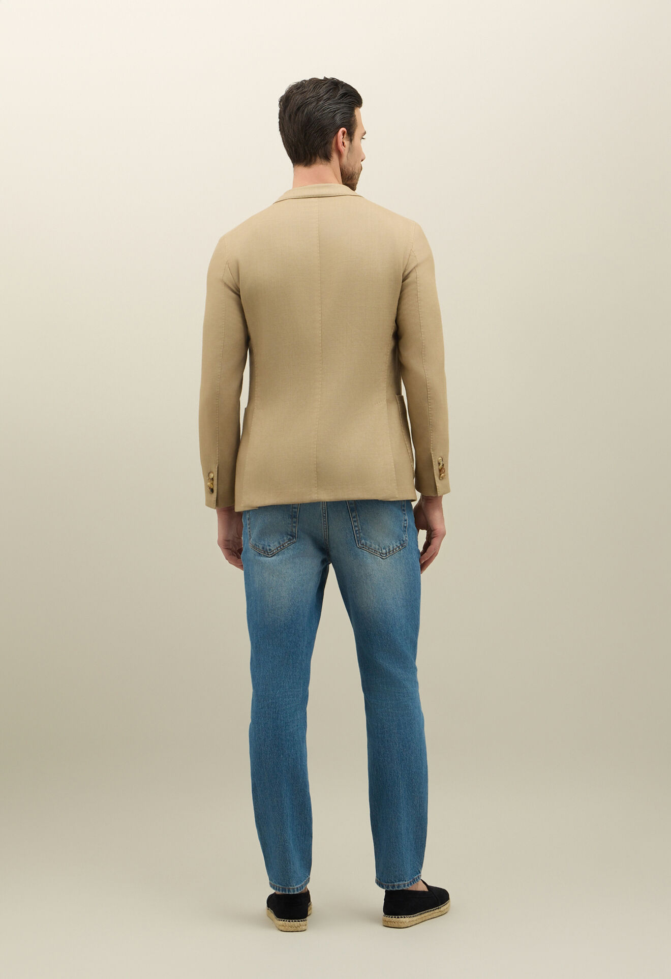 Boglioli St&uuml;ckgef&auml;rbte K-Jacket aus Wolle mit Wabenstruktur Beige N6302JSB341600150R0315