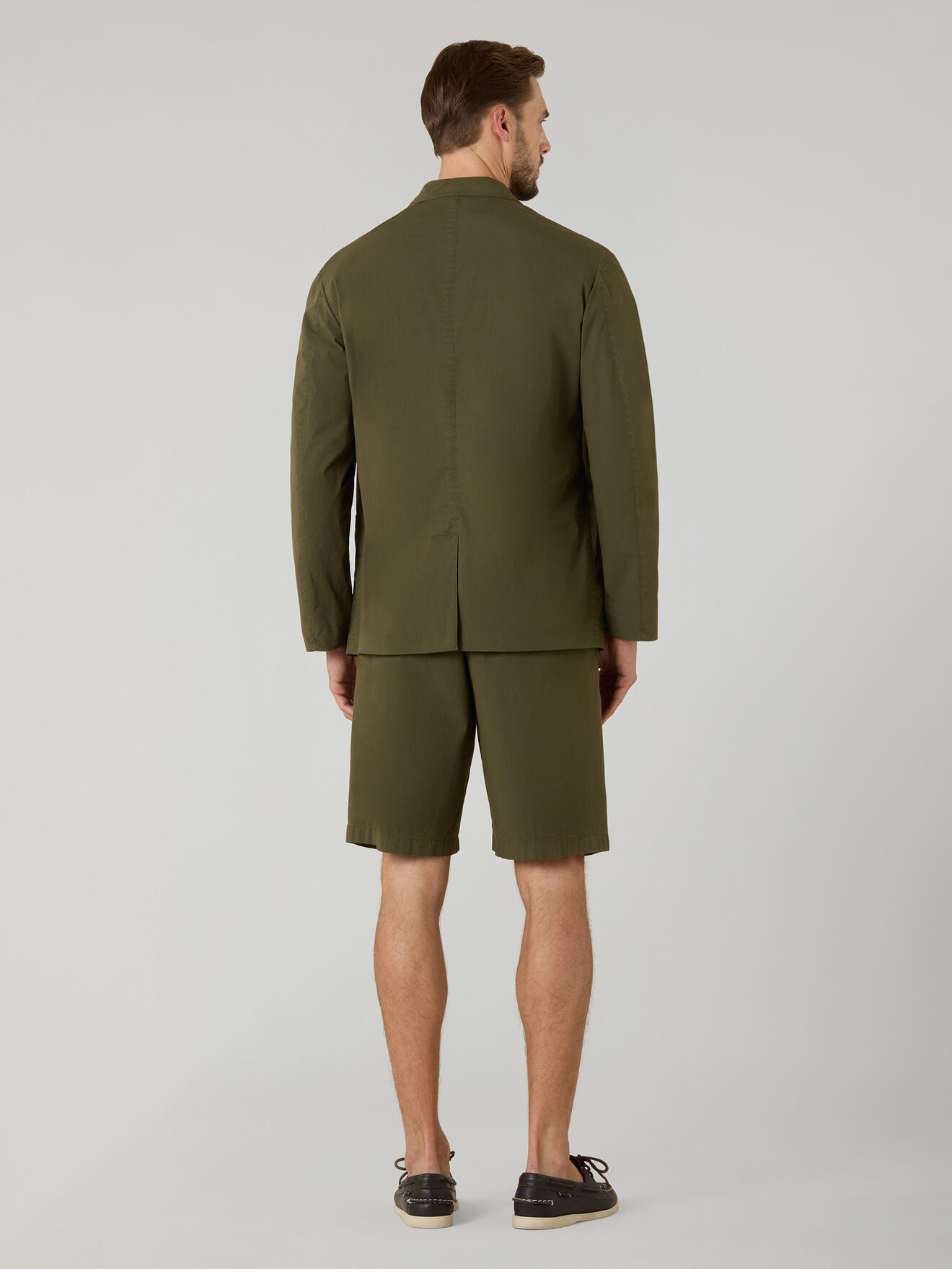 Boglioli Garment Dyed Popeline Papier Khaki Bermuda Suits Green 636I1QSB6418001096R0565