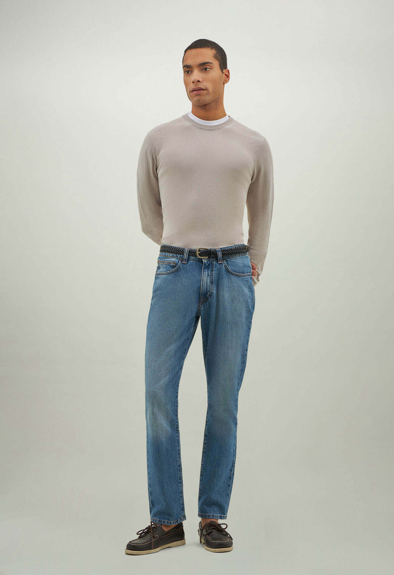 Boglioli Pull à col ras du cou en coton Blancchaux 91307SA0803001080808