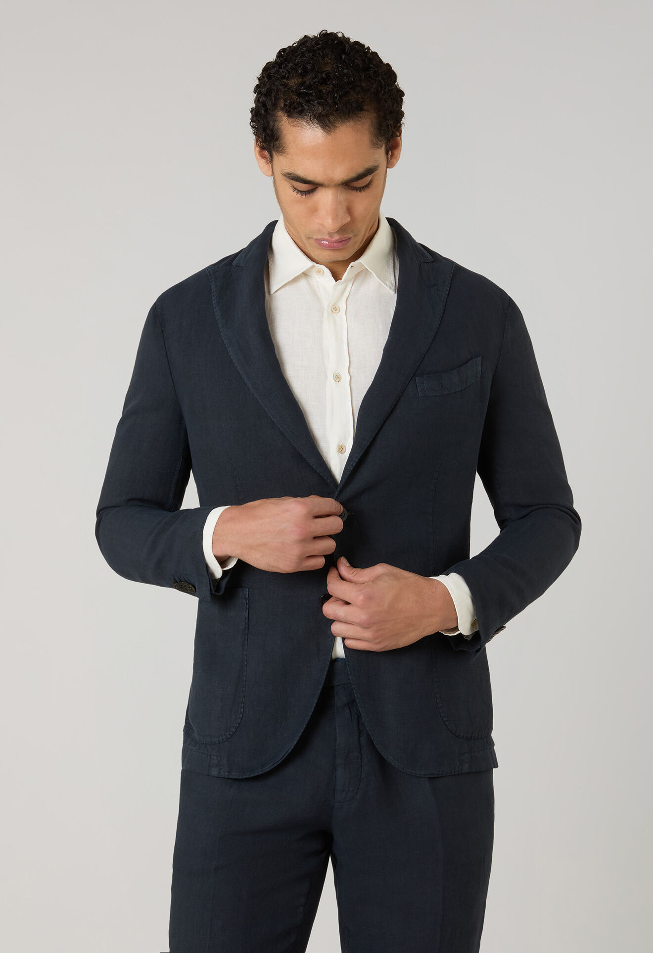 Boglioli Garment Dyed Linen K-Suit Blue N63H2QSA0426001506R0784