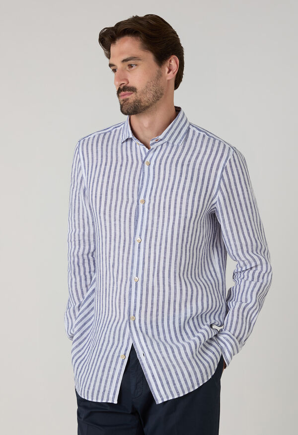 Boglioli Camicia a righe in lino Blu chiaro 610LSB6856001080791