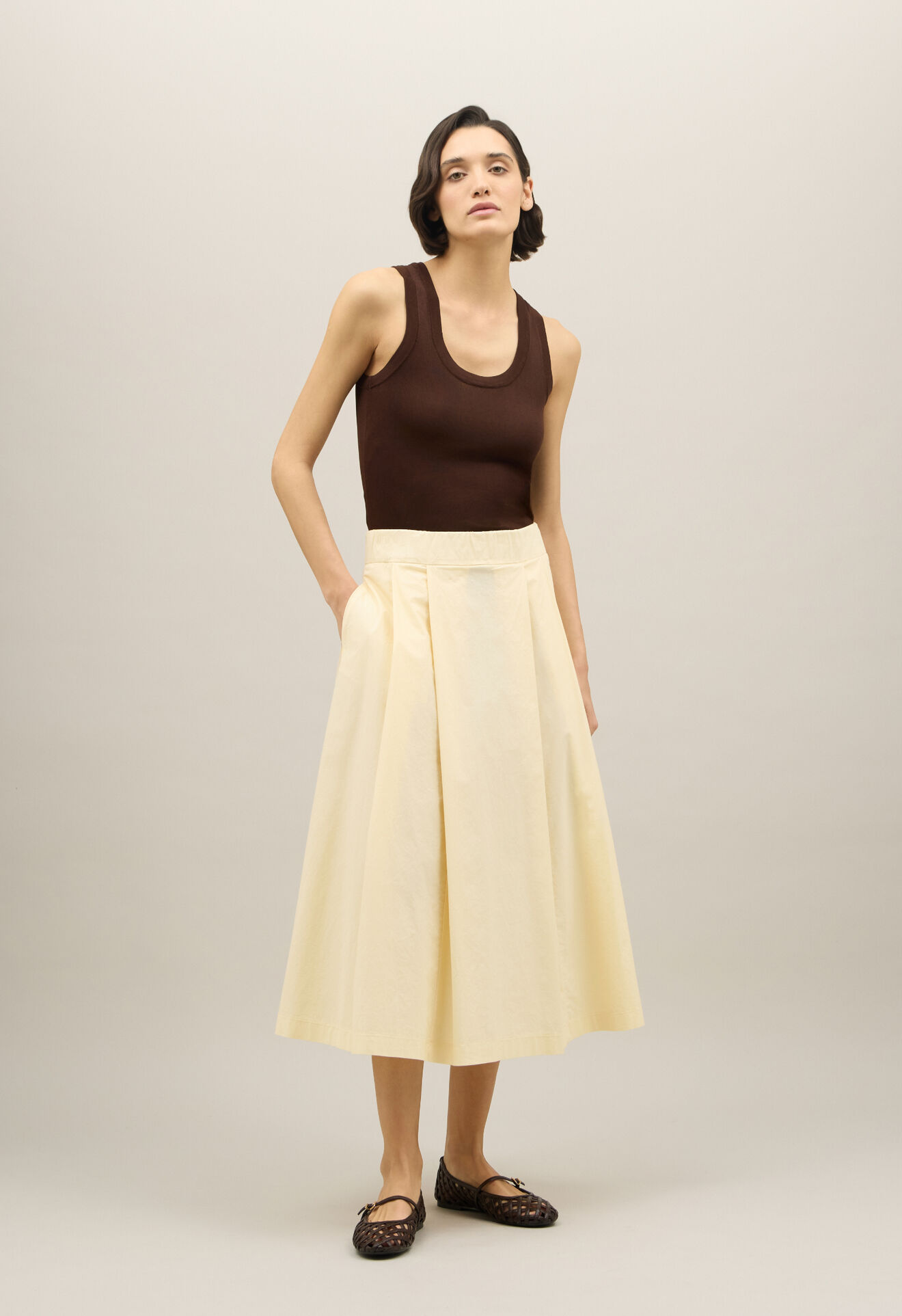 Boglioli Light Popeline pleated Skirt Beige 77025TSB3439002150205