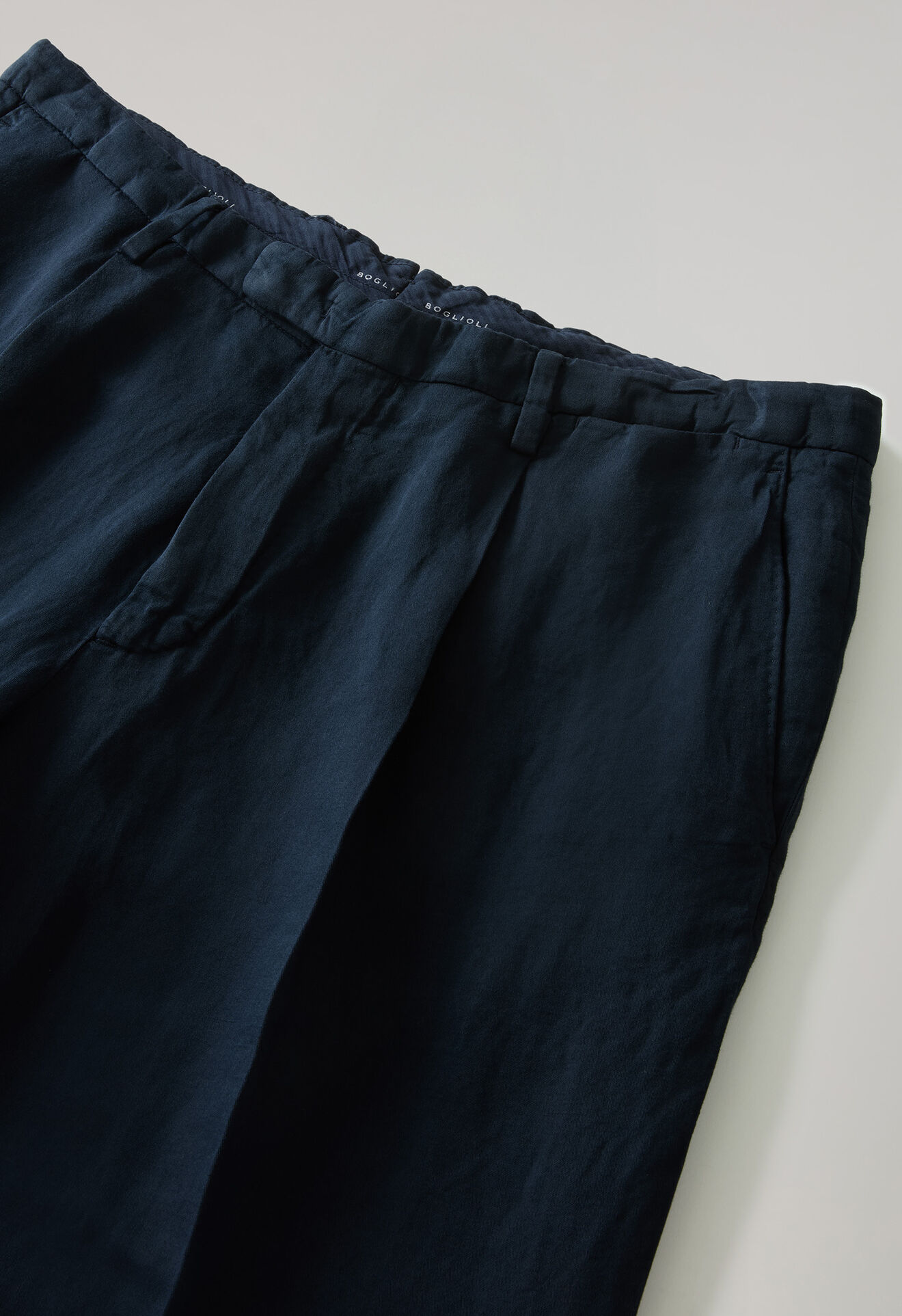 Boglioli Garment Dyed Cotton Linen Satin double-breasted Dover Suit Blue X42H2QSA0444001236R0784