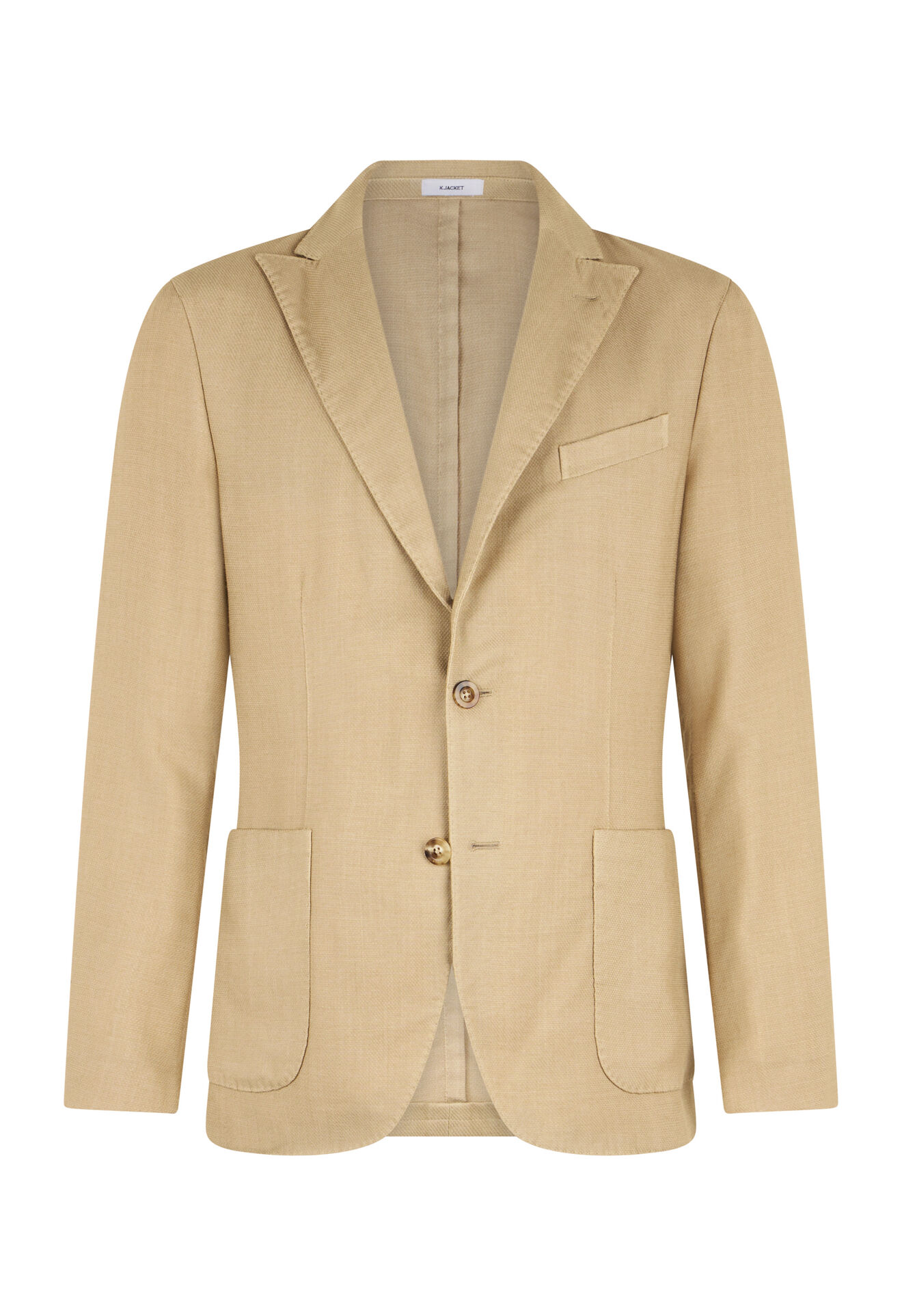 Boglioli St&uuml;ckgef&auml;rbte K-Jacket aus Wolle mit Wabenstruktur Beige N6302JSB341600150R0315