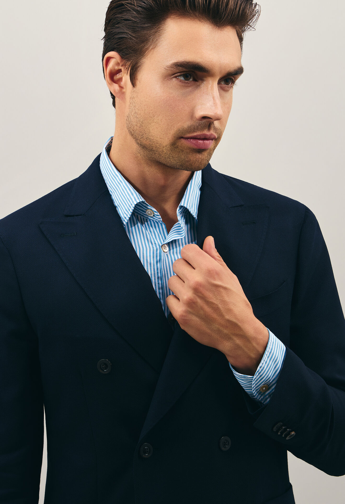 Boglioli Light Wool Honeycomb double-breasted K-Jacket Blue N4302ESA053400150R0780