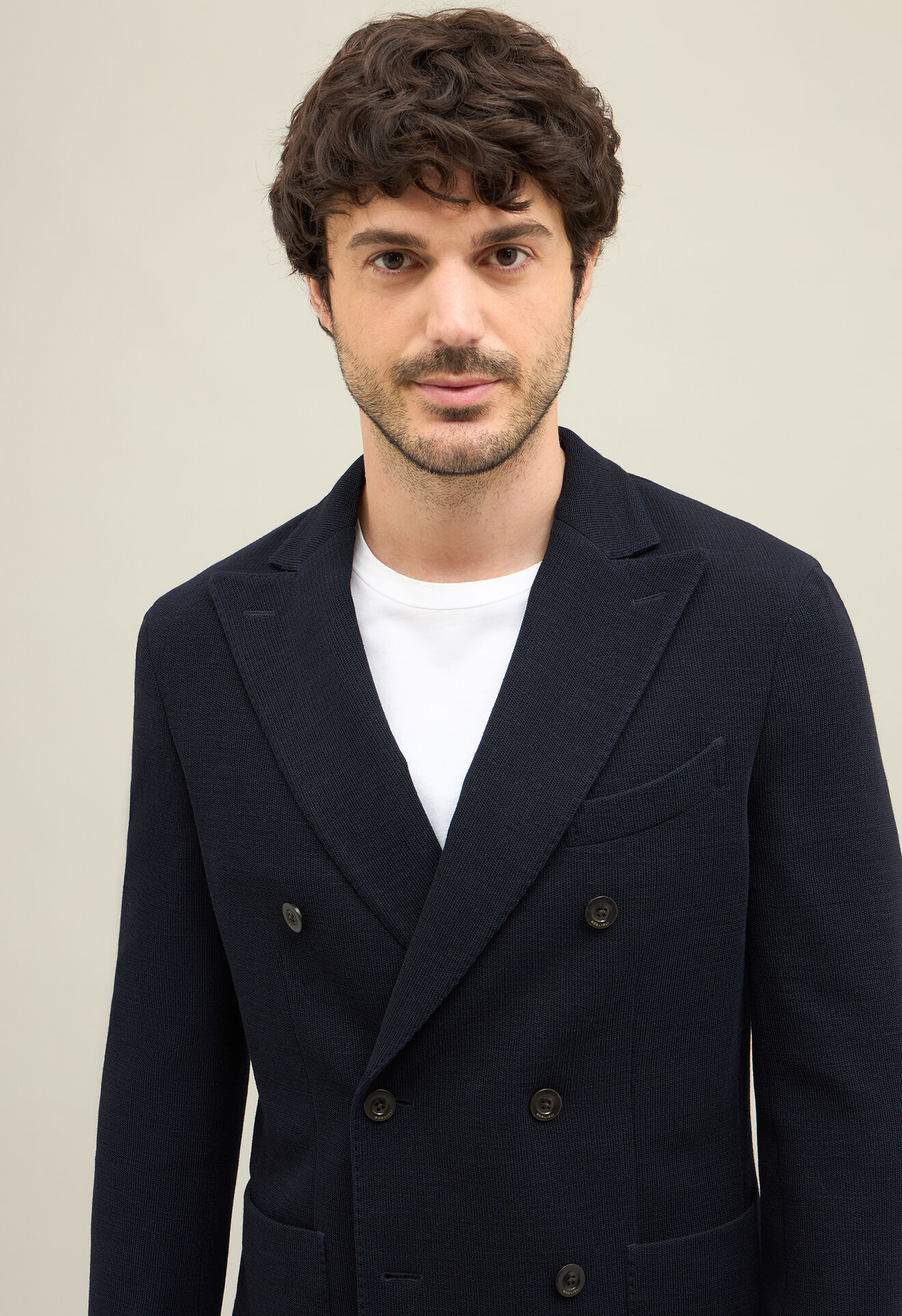 Boglioli Knitted Jersey double-breasted K-Jacket Blue N4302EFA001500150R0790