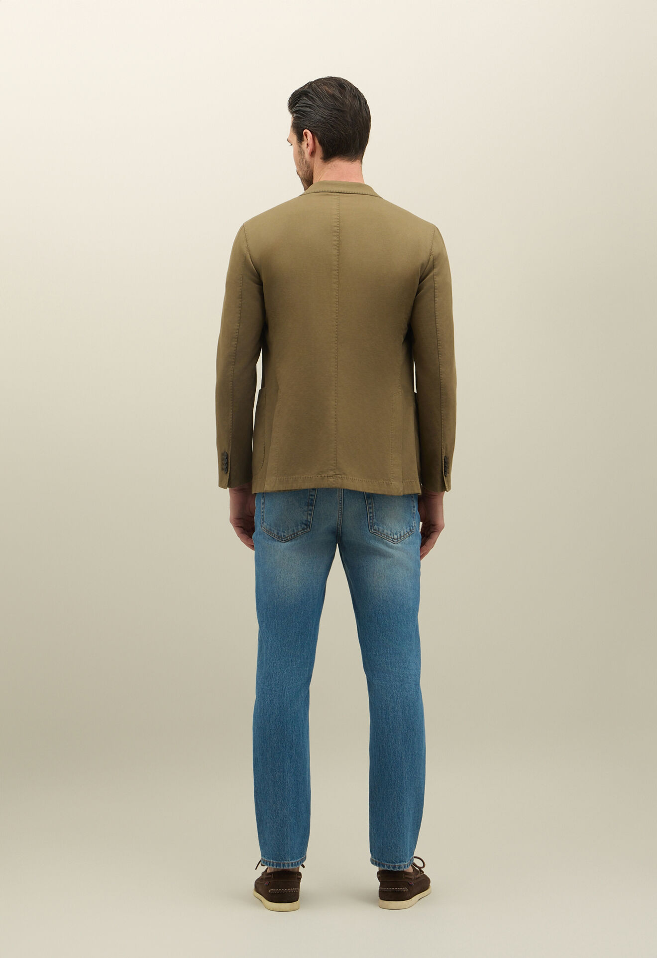 Boglioli Cotton Linen twill double-breasted K-Jacket Green-Brown N4302QSB542700150R0564