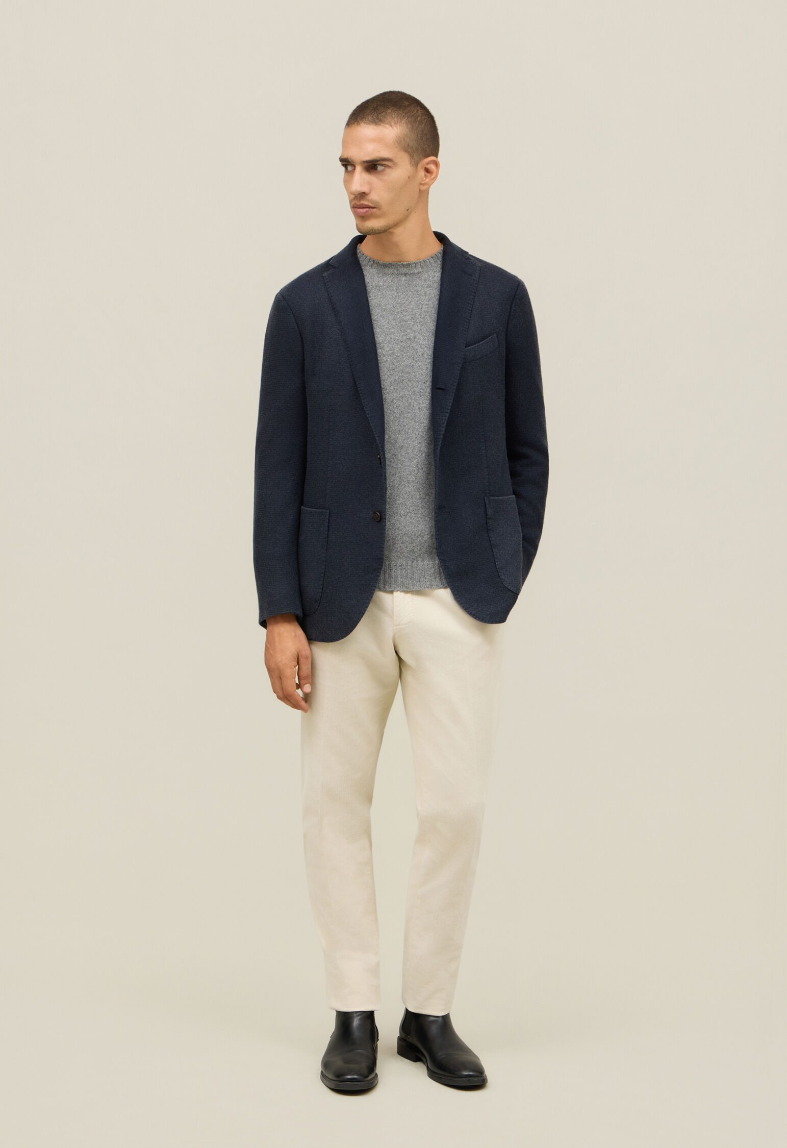 Garment Dyed Cashmere K-Jacket in Blue: Luxury Italian Jackets for