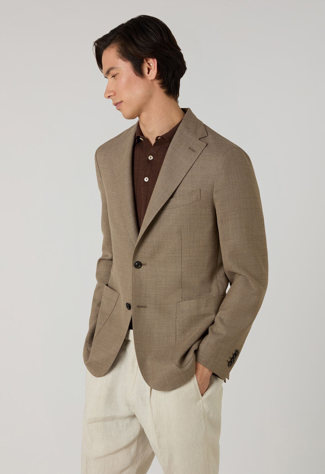 Boglioli Light Wool honeycomb K-Jacket Light Brown N5202ESA053400150R0460