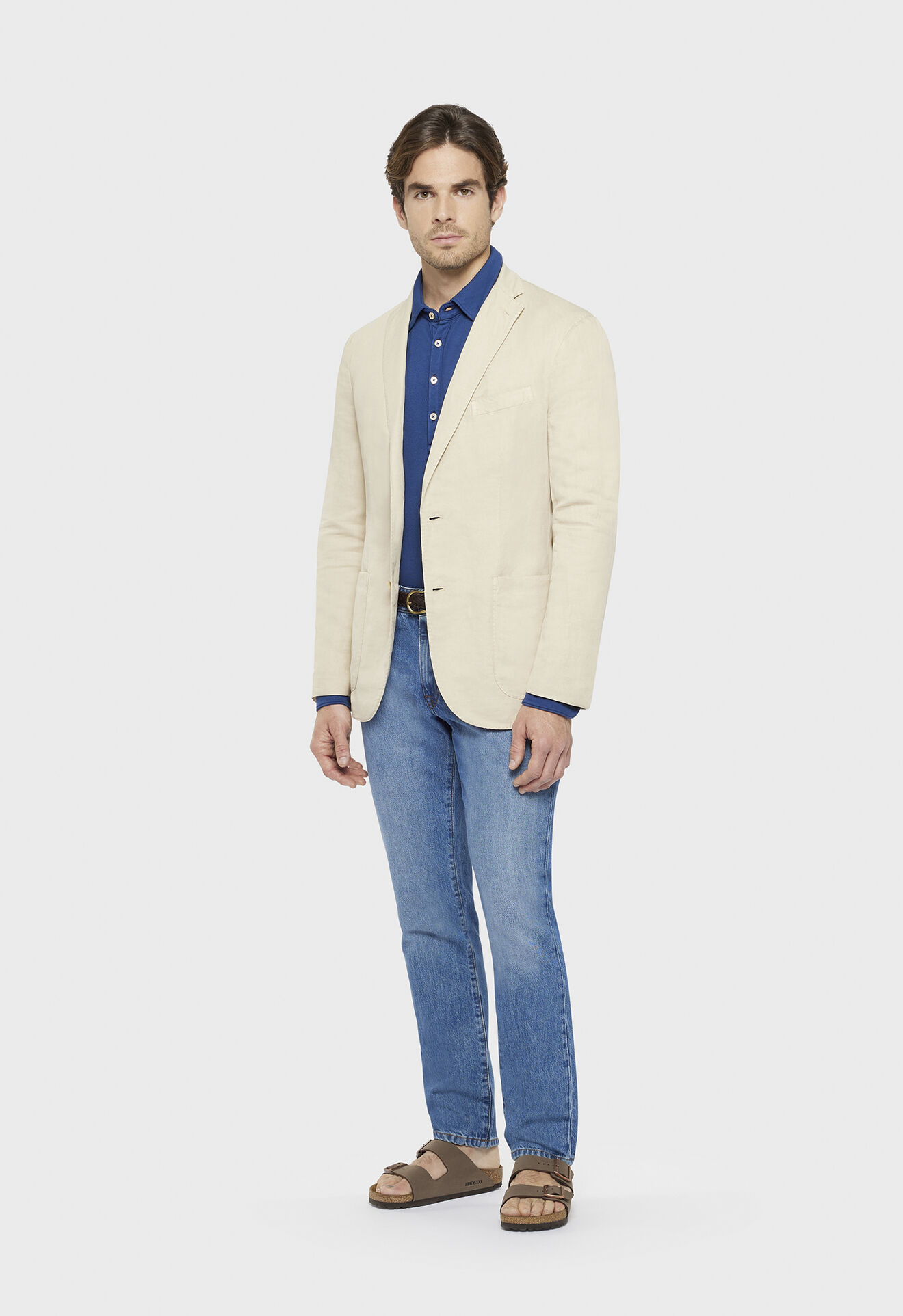 Versace | Men Monogram Cotton Denim Jacket Light Blue 52