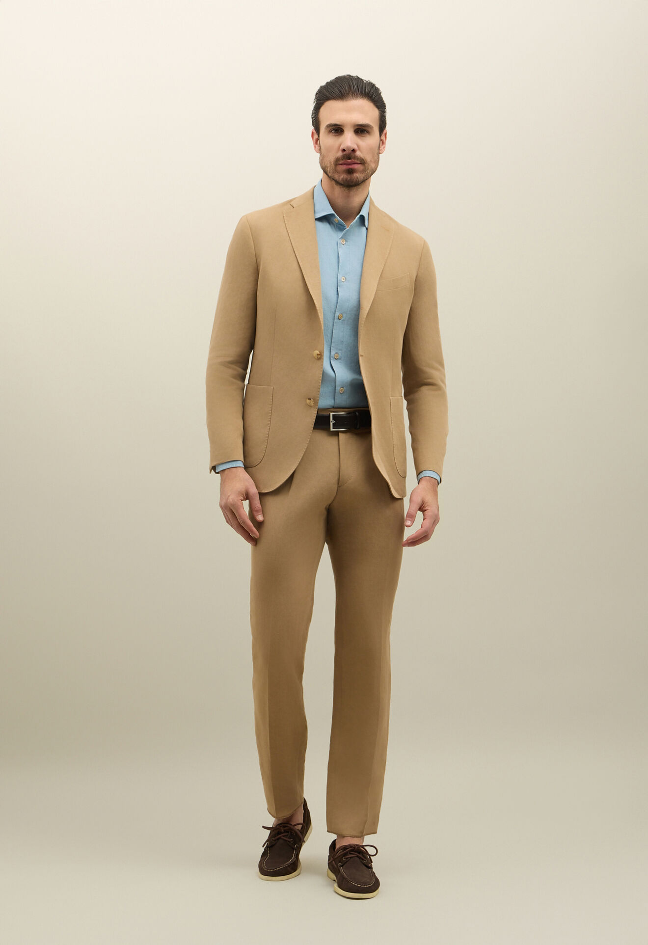 Boglioli K-Suit aus Leinen-Tencel-Satin Dunkelbeige N29H2ESB5106001506R0300