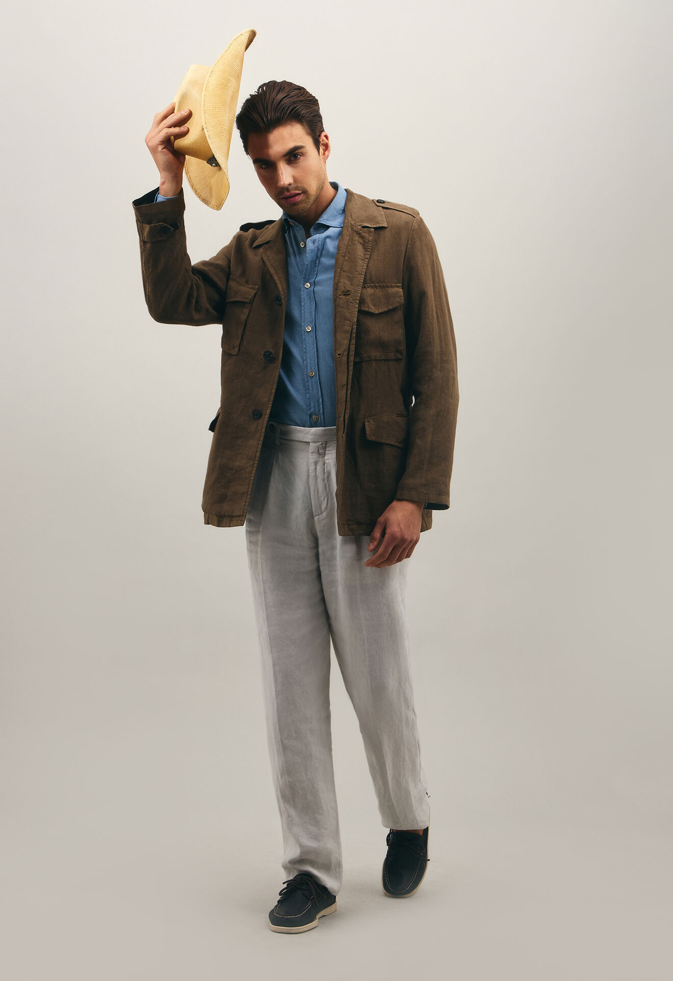 Boglioli Garment-dyed Linen Field Jacket Brown OC103QSA0426001800465