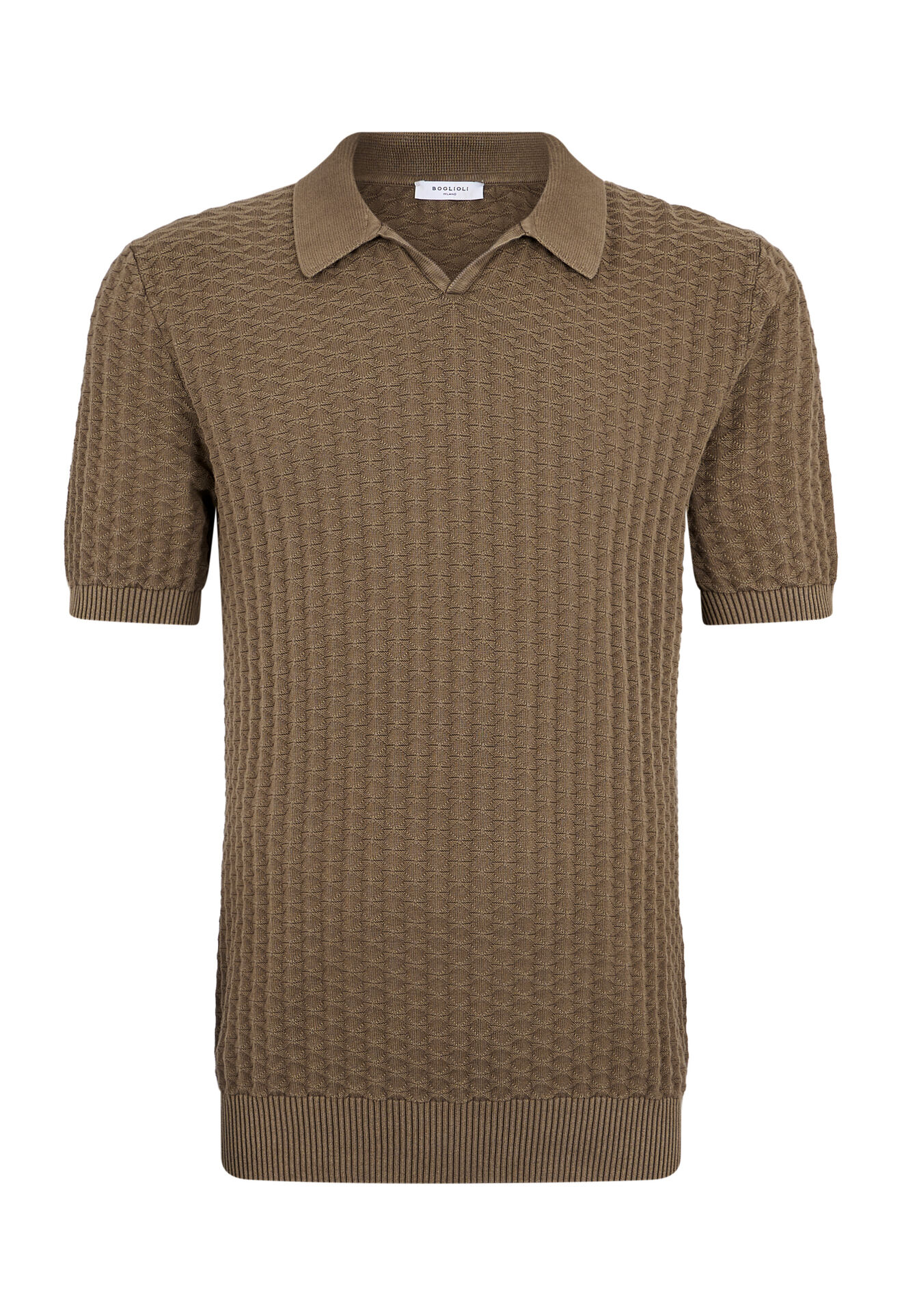 Boglioli Jacquard Cotton short-sleeve Polo Khaki 91571TSB5813001080564