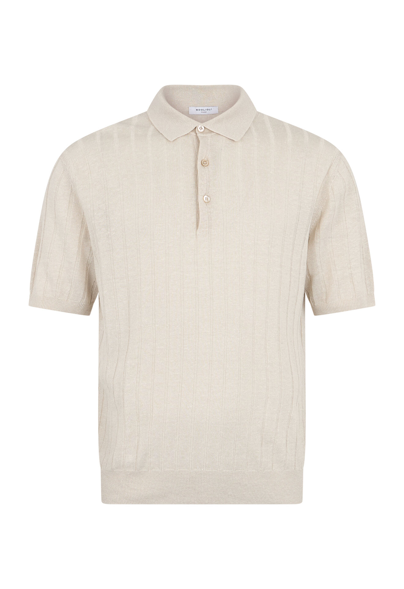 Boglioli Flat Rib Linen short-sleeve Polo White 91303SB5808001080150