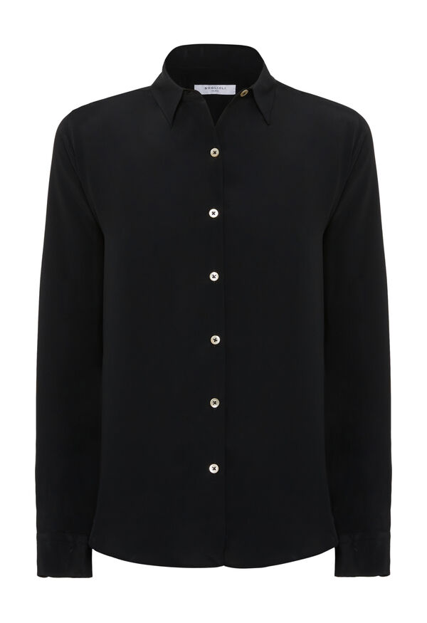 Boglioli Black silk crêpe shirt Black 55022BTC895002140990
