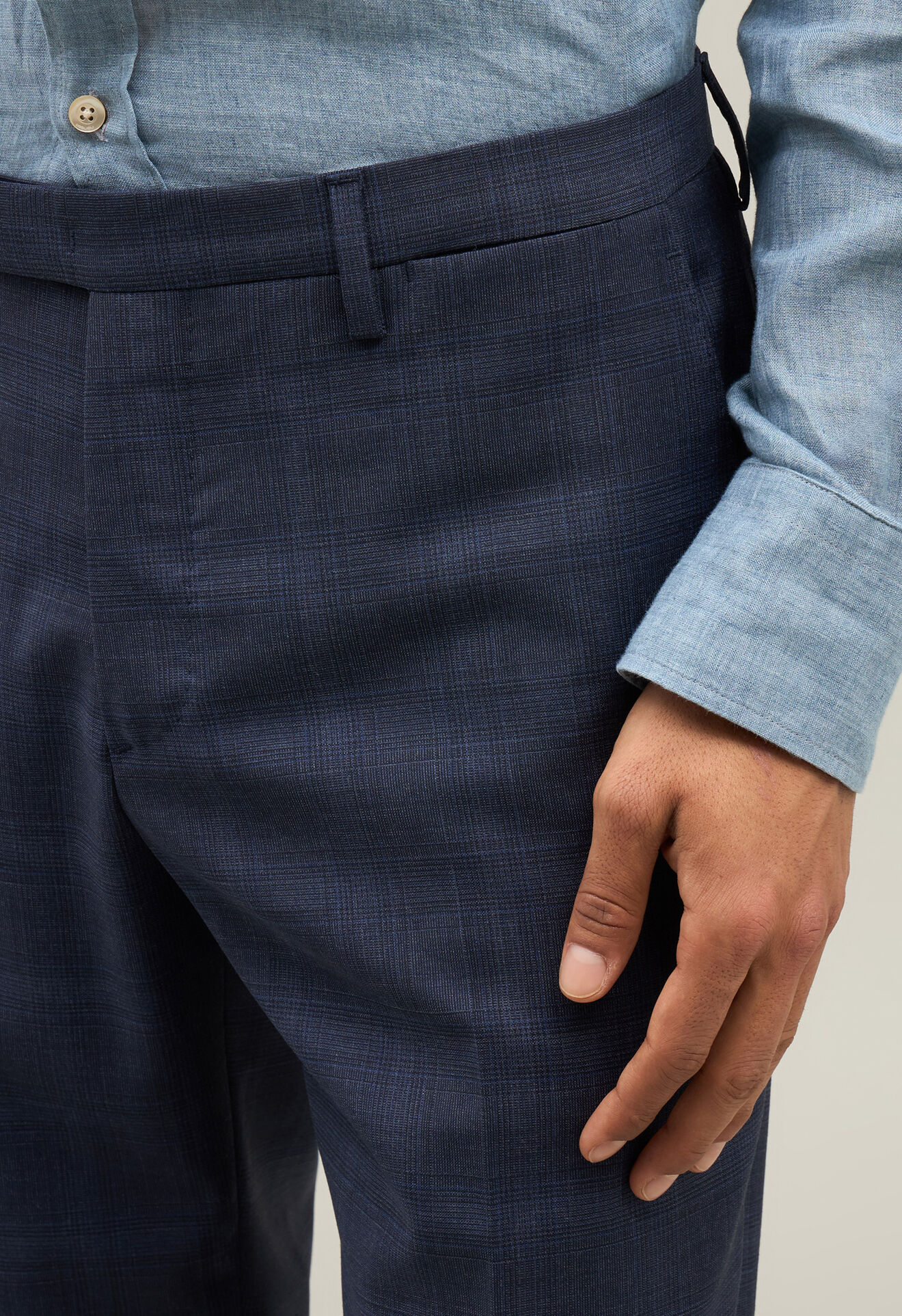 Wool Prince of Wales B-Line Suit in Blue: Luxury Italian private sales ...