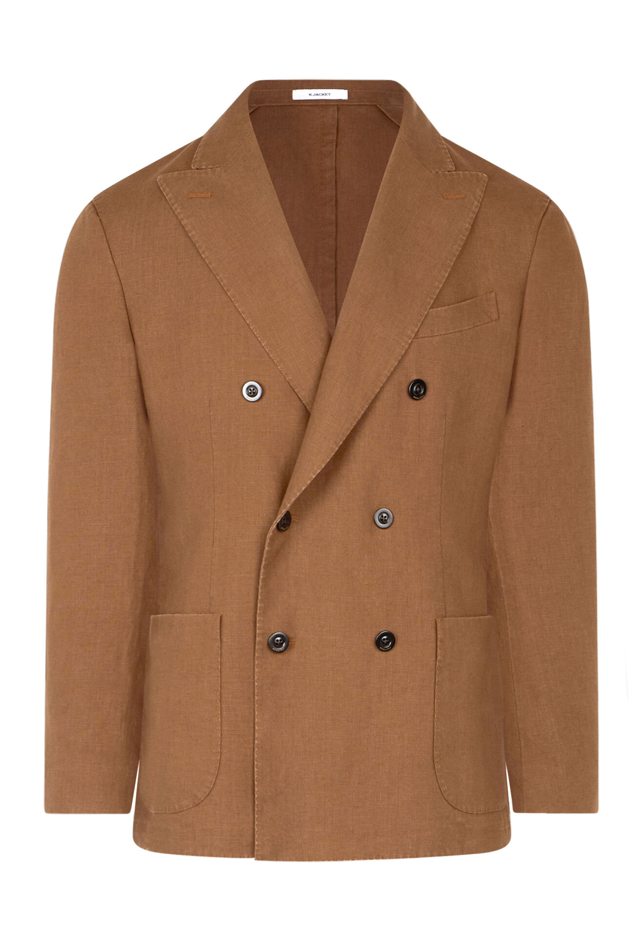 Boglioli Zweireihige K-Jacket aus irischem Leinen Braun N4302EWBVC10000150R0440