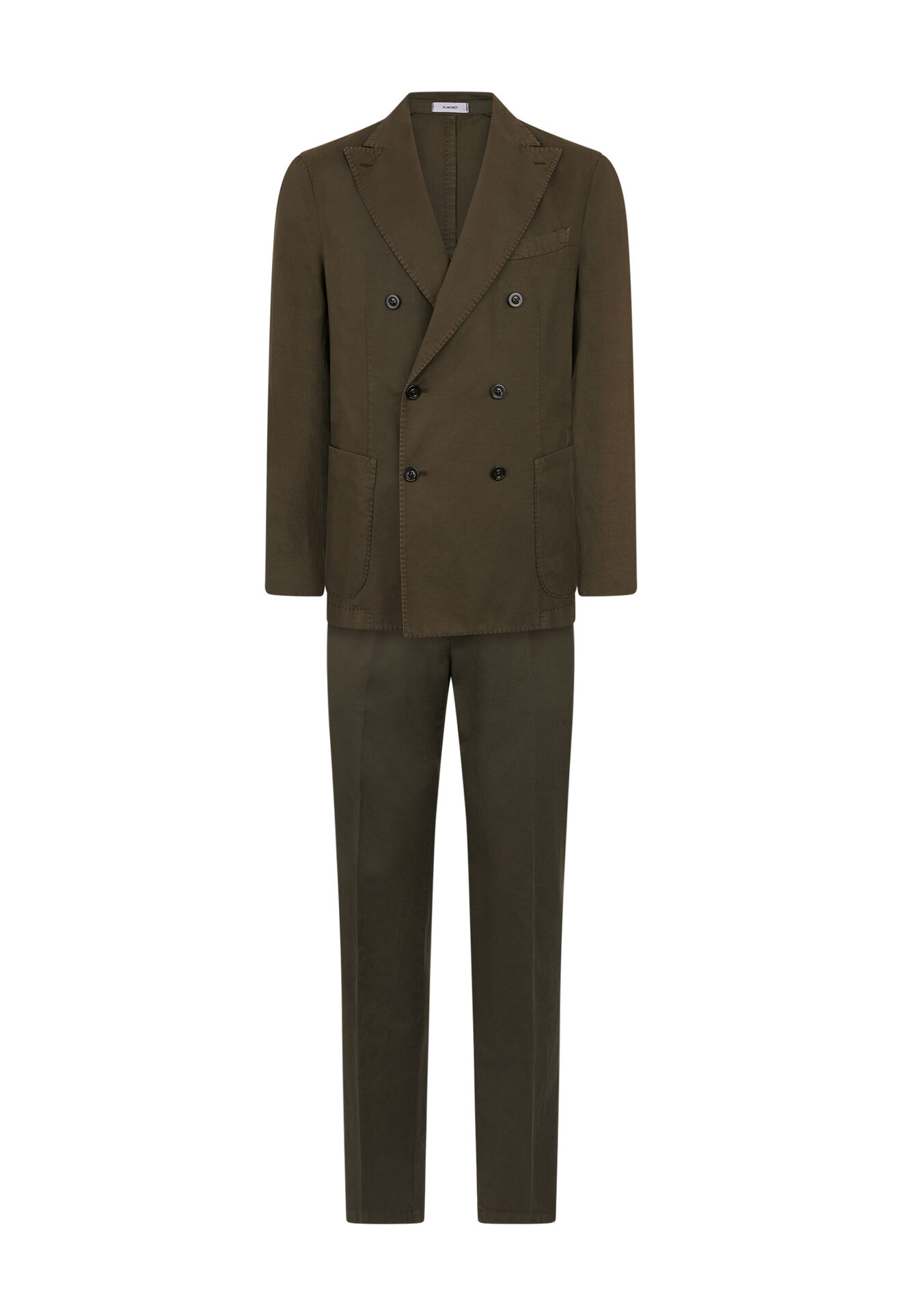 Boglioli Costume K-Suit croisé en twill de coton et lin Vert foncé N43H2QSB5427001506R0585