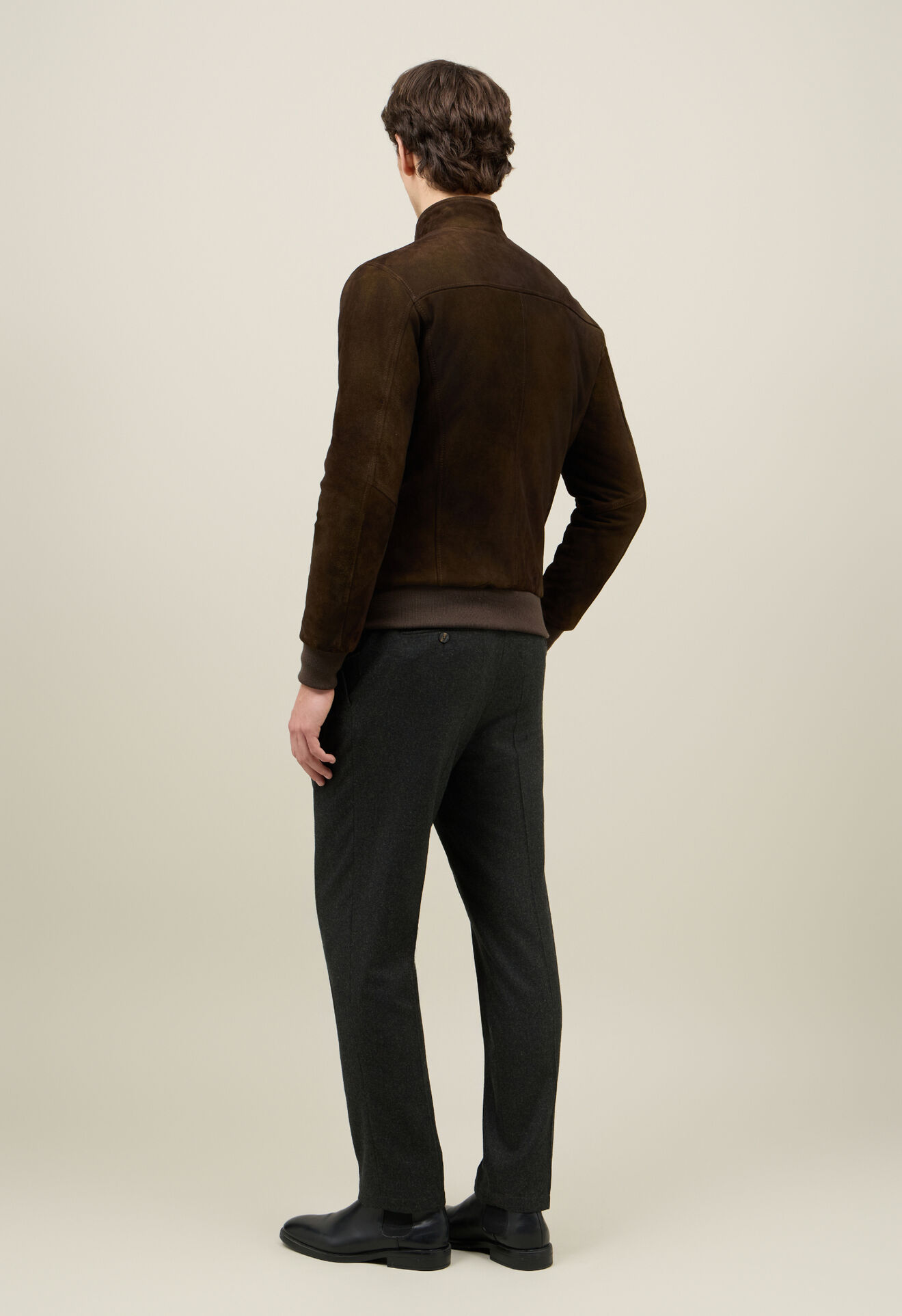 Boglioli Wattierte Bomberjacke aus Veloursleder Braun OCP507FB5901001800570