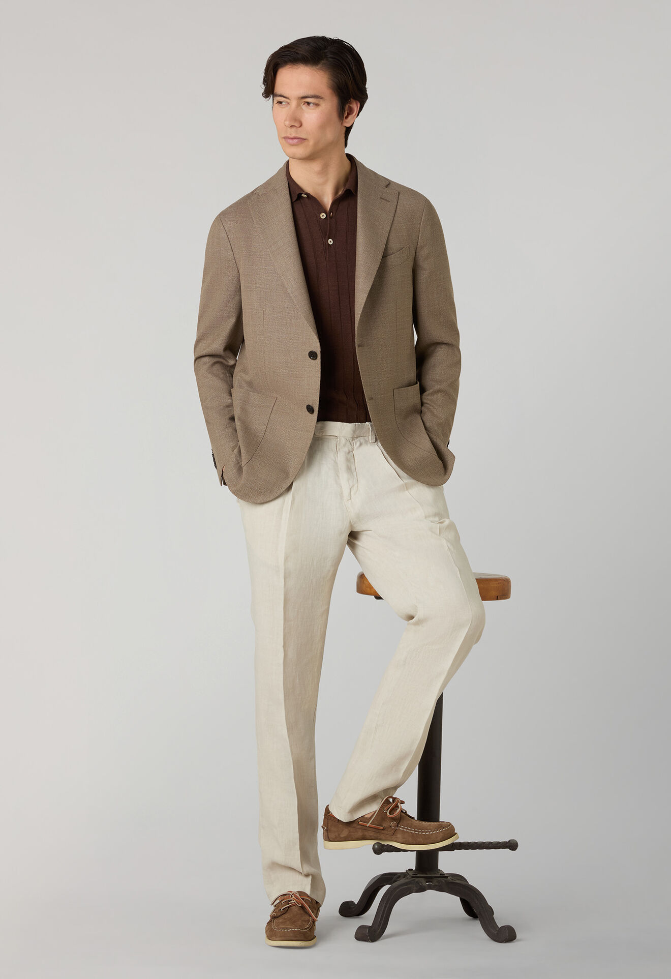 Boglioli Light Wool honeycomb K-Jacket Light Brown N5202ESA053400150R0460