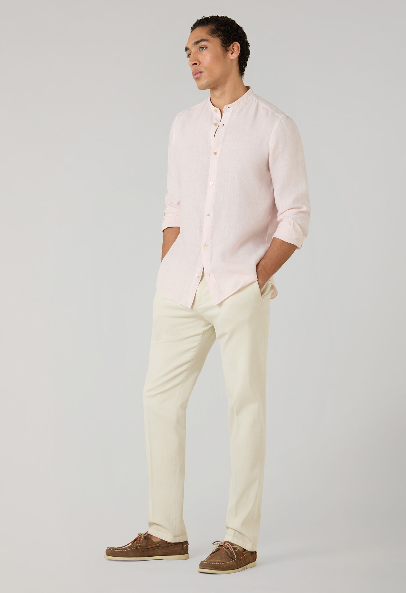 Boglioli Garment Dyed Linen Guru Shirt Light Pink Pastel 601TSB6850001080913