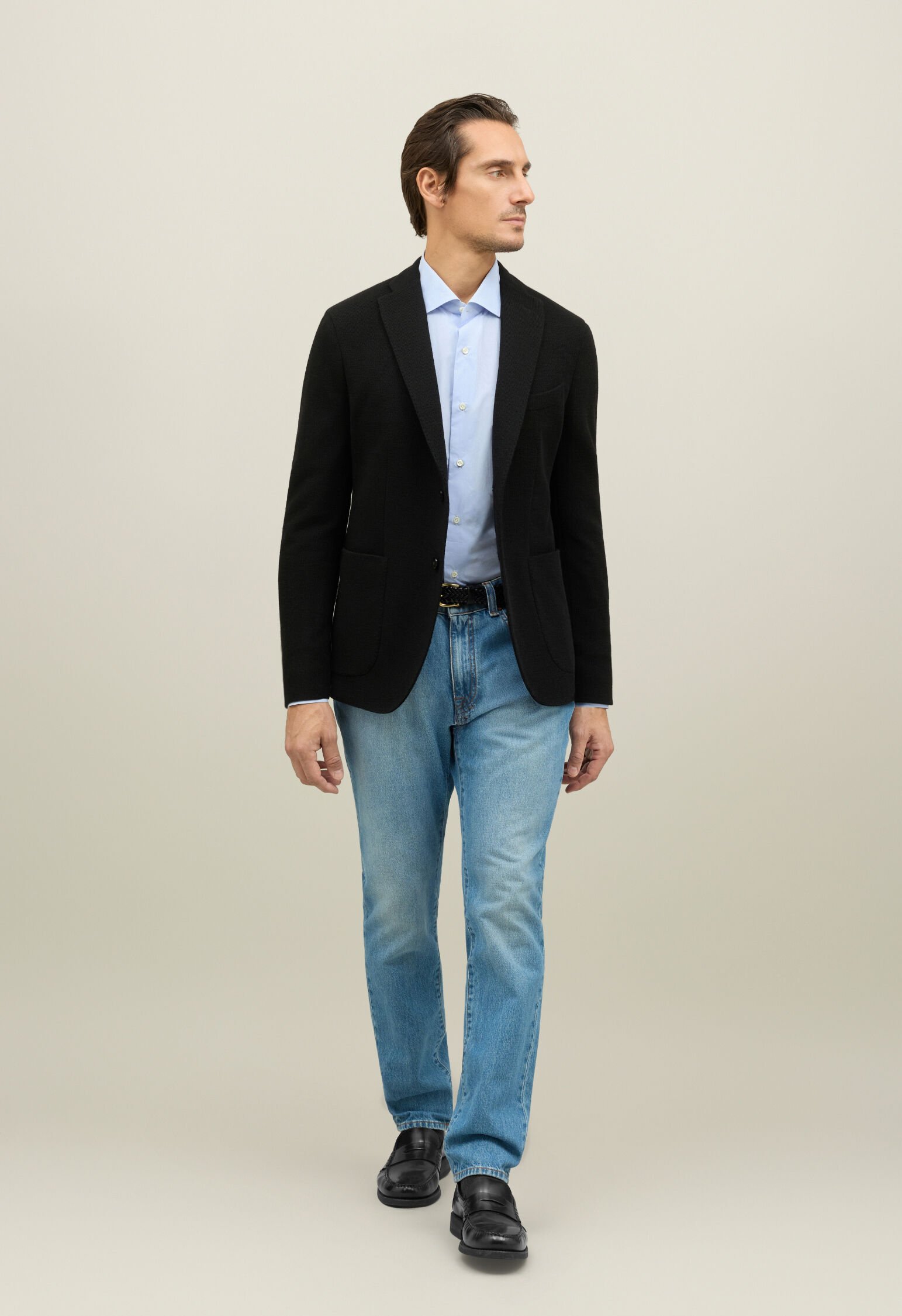 Knitted Jersey K-Jacket in Black: Luxury Italian Jackets | Boglioli®