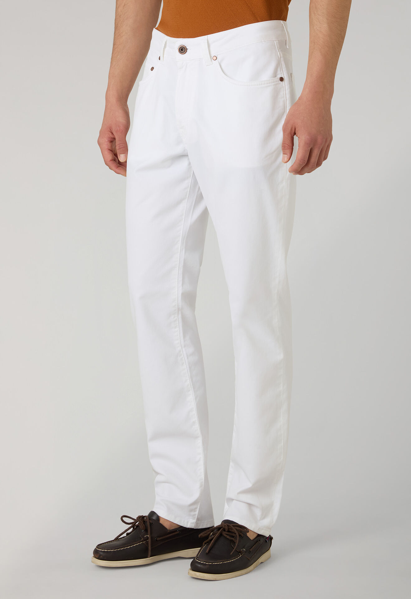 Boglioli Garment Dyed Cotton Silk 5-Pocket Trousers White 89889QSB3754001080101