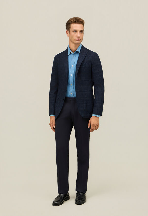 Boglioli Garment Dyed Wool check K-Jacket Blue N2902JFB540900150R0784