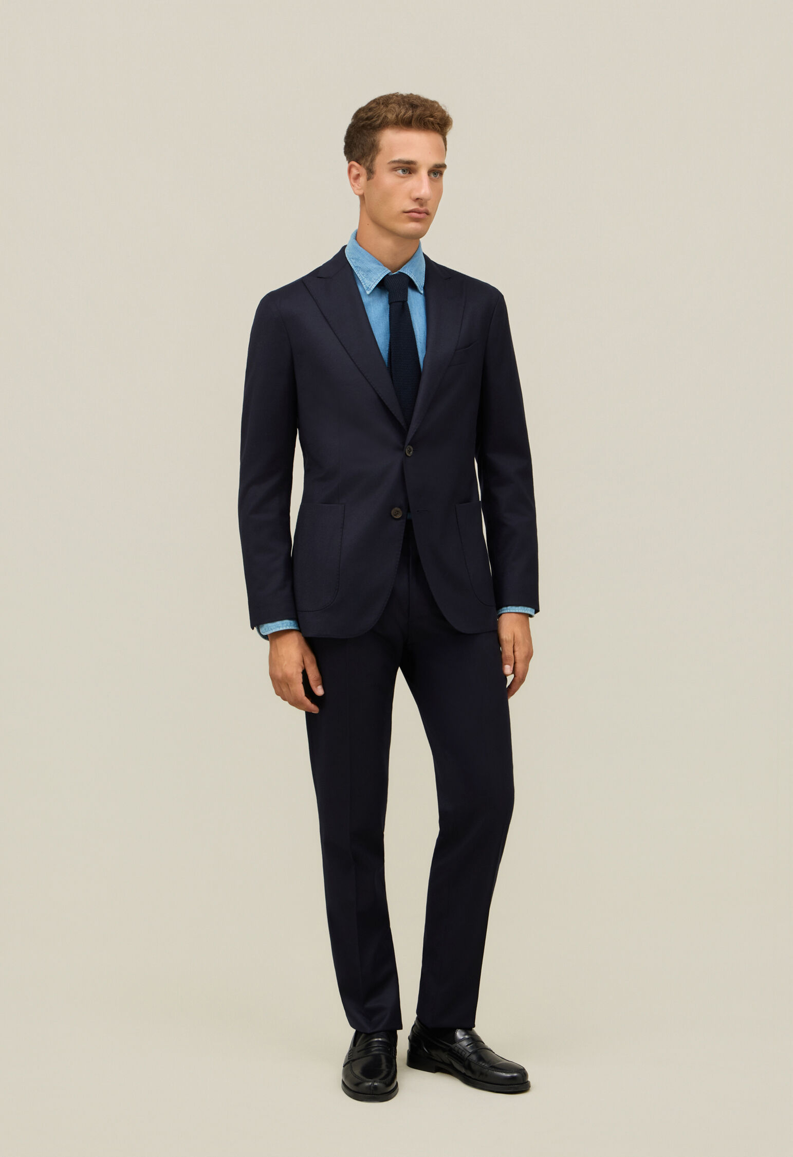 14-Micron Wool Silk K-Suit in Blue: Luxury Italian Suits for Men