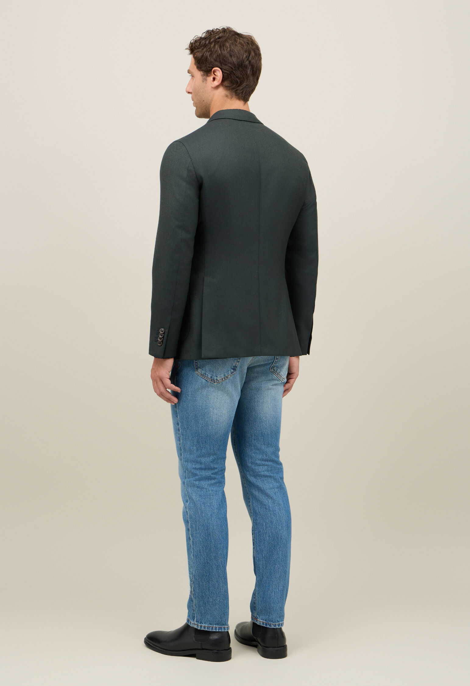 Wool Hopsack K-Jacket in Dark Green: Luxury Italian Jackets for