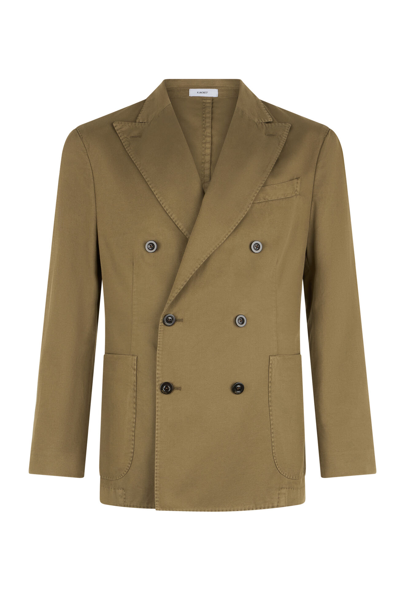 Boglioli Cotton Linen twill double-breasted K-Jacket Green-Brown N4302QSB542700150R0564