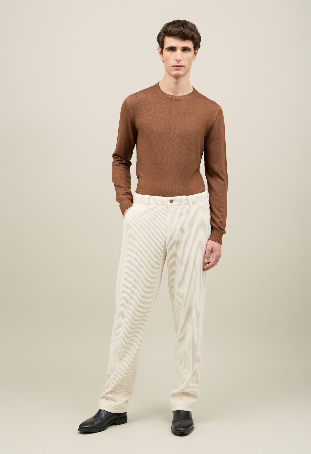 Boglioli Wide Wale Corduroy Loose Trousers White 89951QFB5418001080107