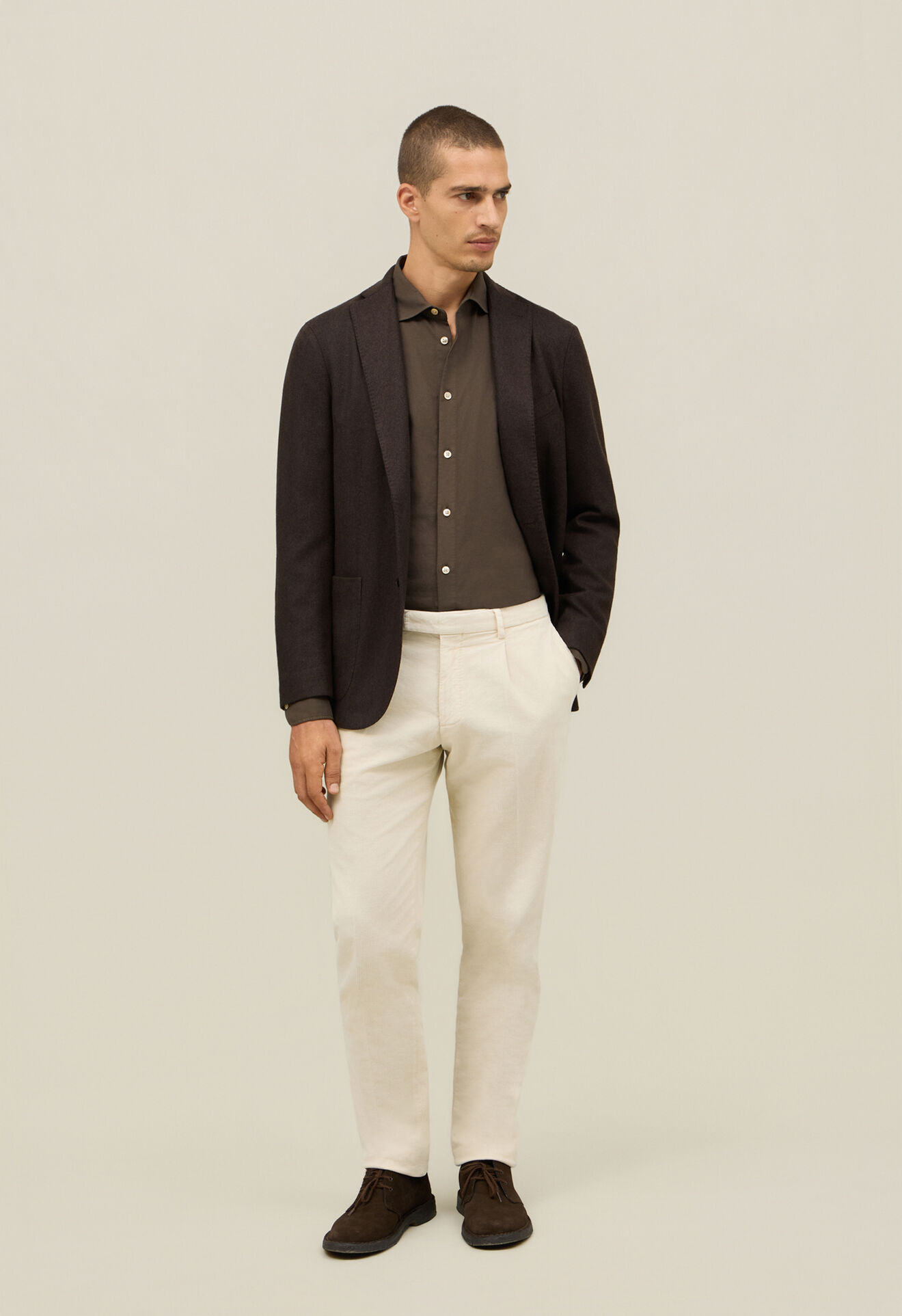 Boglioli Garment Dyed Wool Herringbone K-Jacket Brown N1302JFB340100150R0471